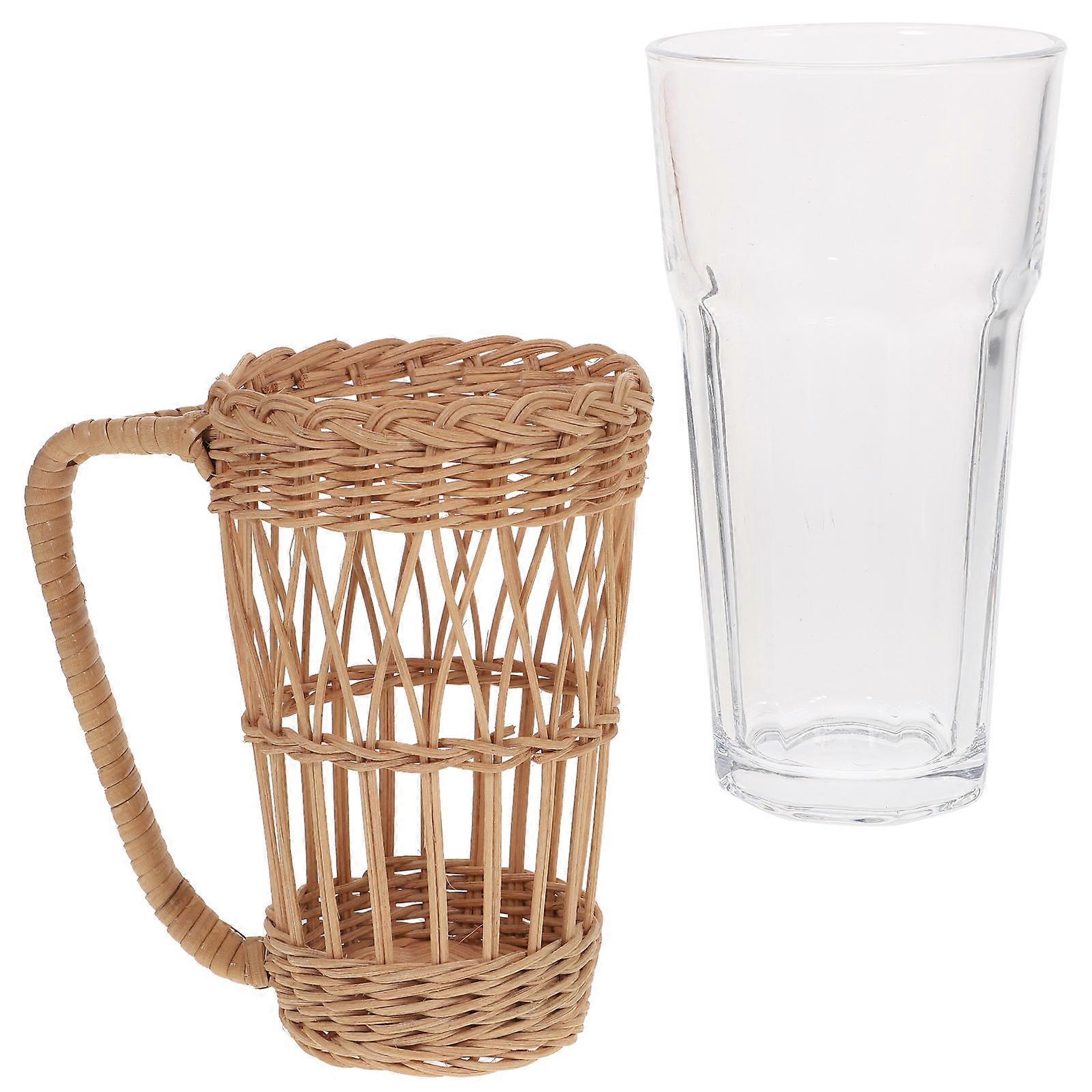 Glass Tea Mug Glass Coffee Cup Home Restaurant Bar Light Brown Glass Pp Material Protect Hands 1Pcs