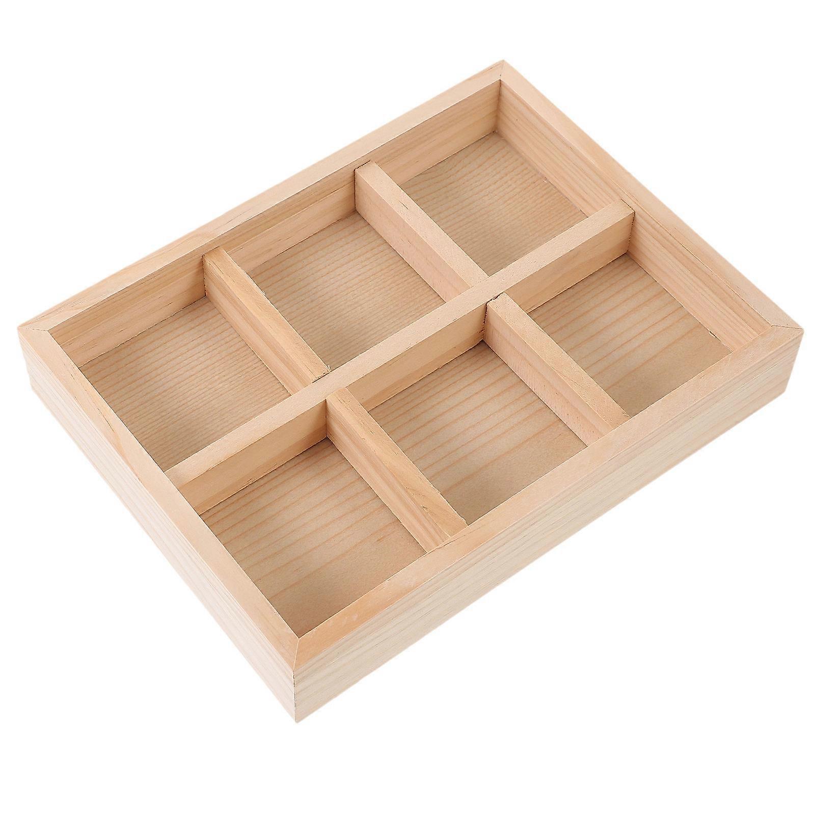 Wooden Jewelry Tray for Storage with 5Pcs Retro Trinket Compartment Boxes