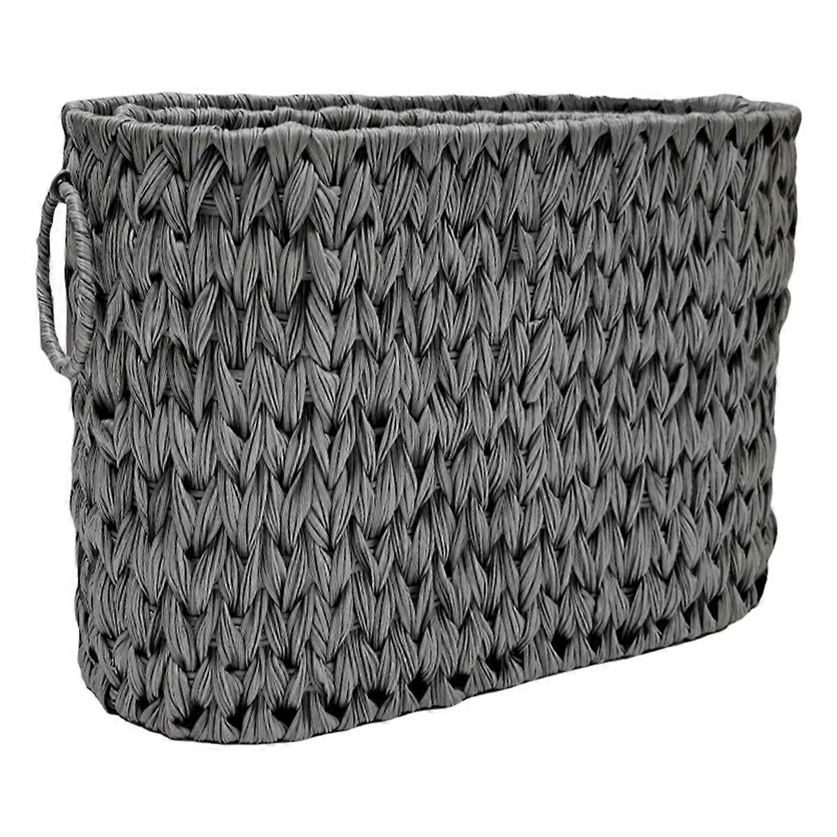 Storage Woven Basket,Waterproof Wicker Basket With Handles, C