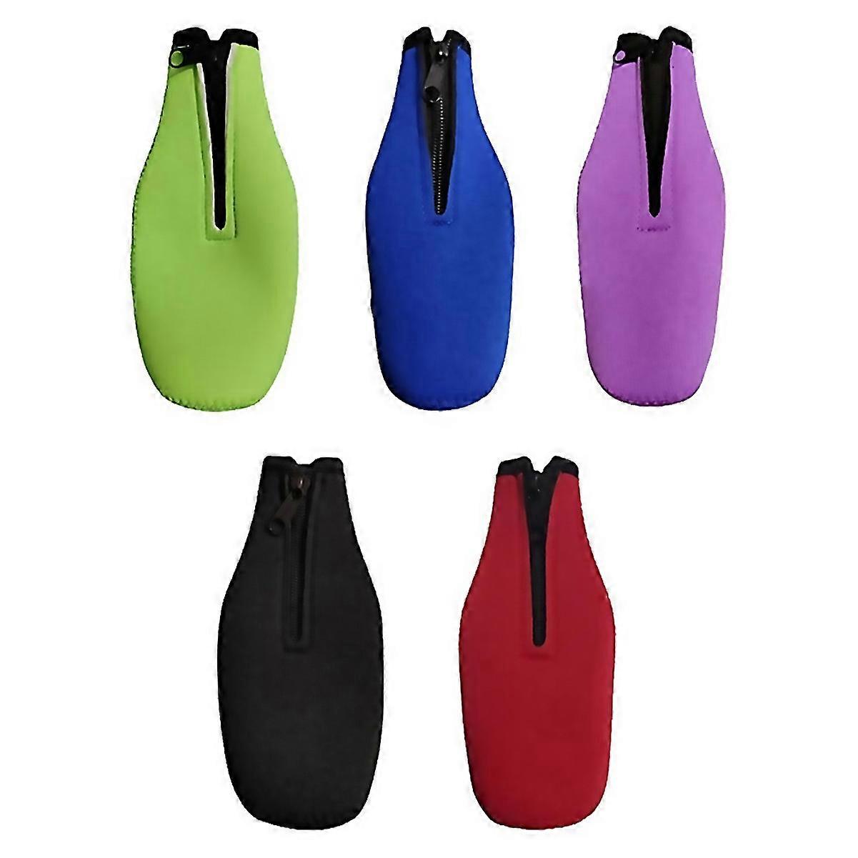 Pour bouteille de bière Isolant Manchon Fermeture éclair Néoprène Couverture5pcs