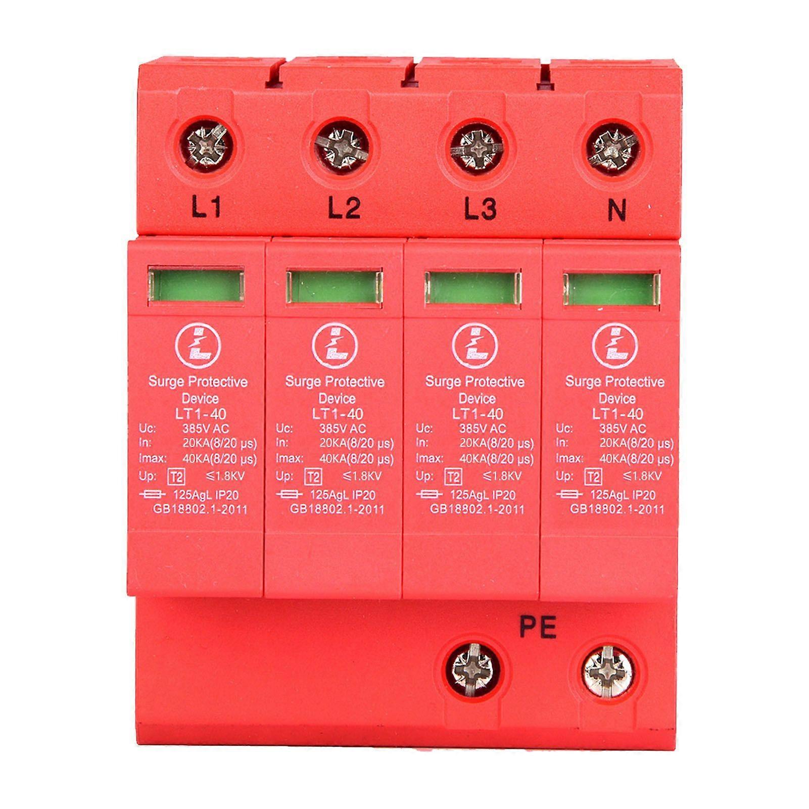 4P 40KA 385V House Surge Protector Low voltage Arrester Device20A