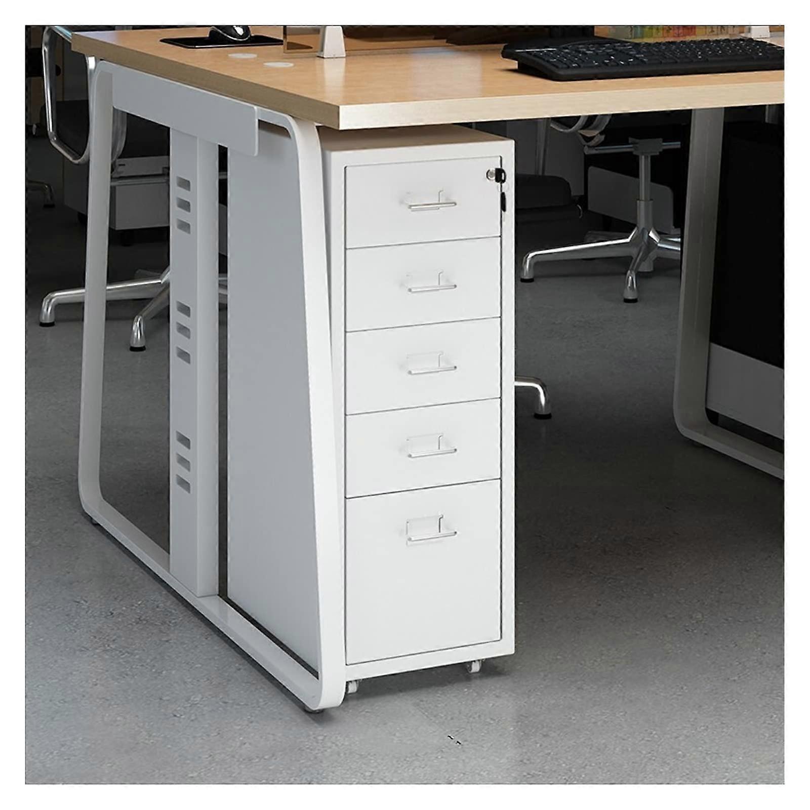 Vertical Storage Cabinet Slim 5Drawer Metal Mobile Filing Cabinet With Lock For Legal/Letter/A4 Size, Home Office