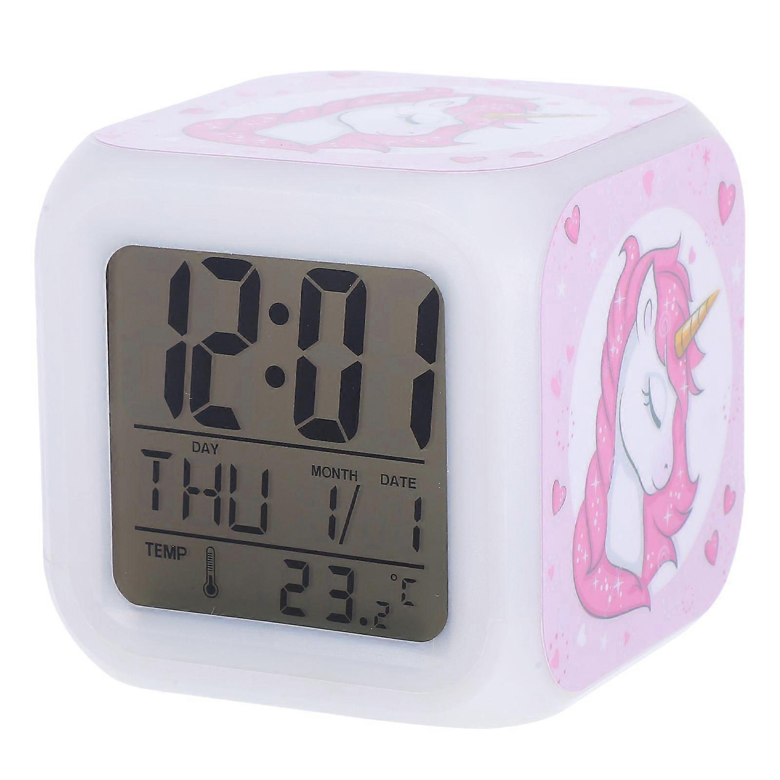 Useful Digital Clock LED Unicorn Pattern Alarm Clock Electronic Alarm Clock Lovely LED Clock for Home Bedroom (13 Pattern)