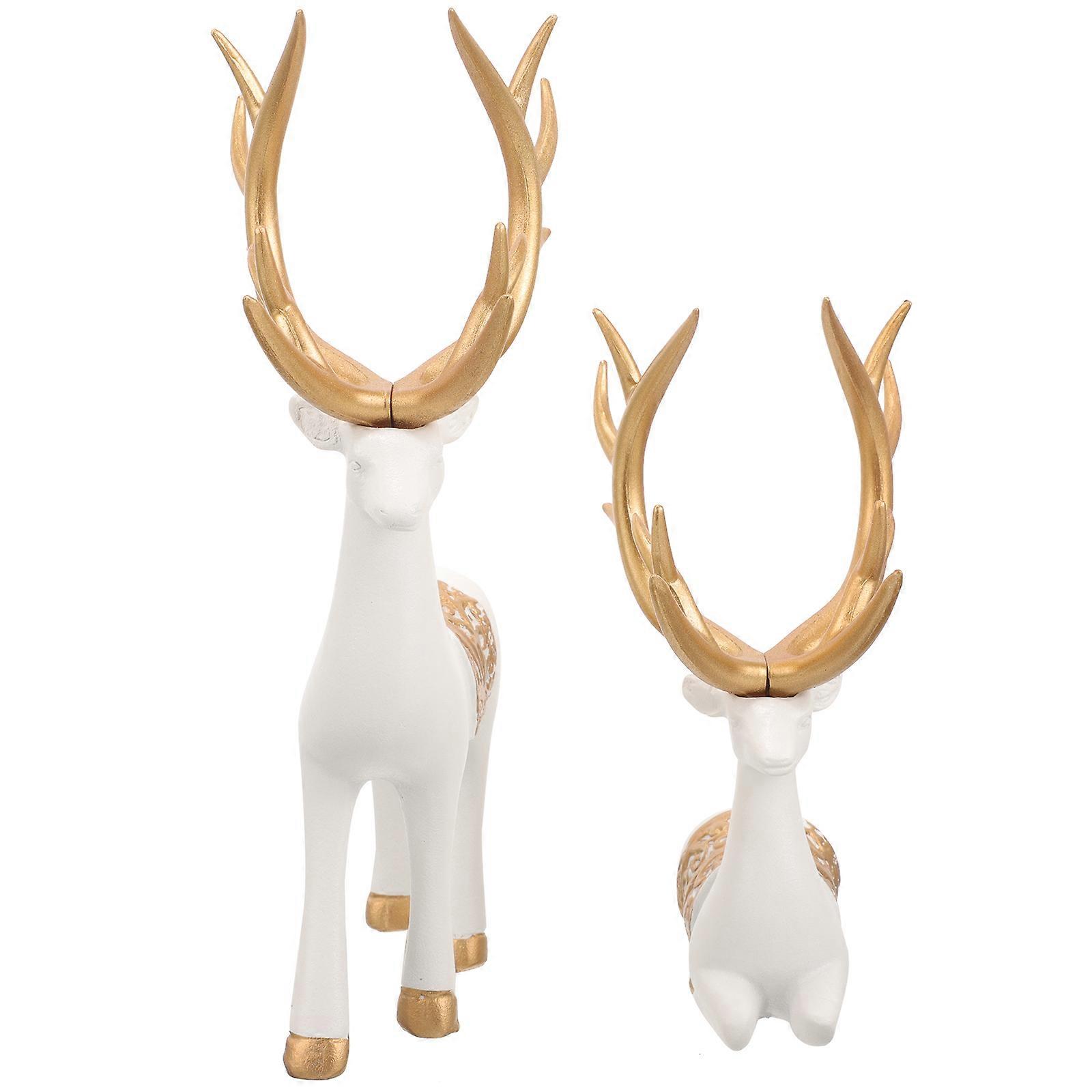 Assorted Color Resin Deer Statues Christmas Reindeer for Decor 5Pairs