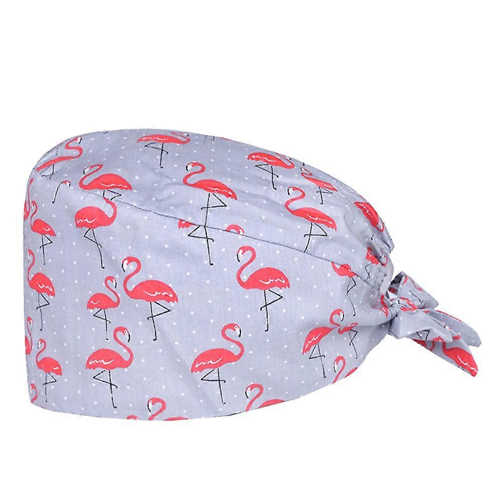 3Pcs Grey Working Hat for Decoration Cotton Printed Flamingo Creative Cap