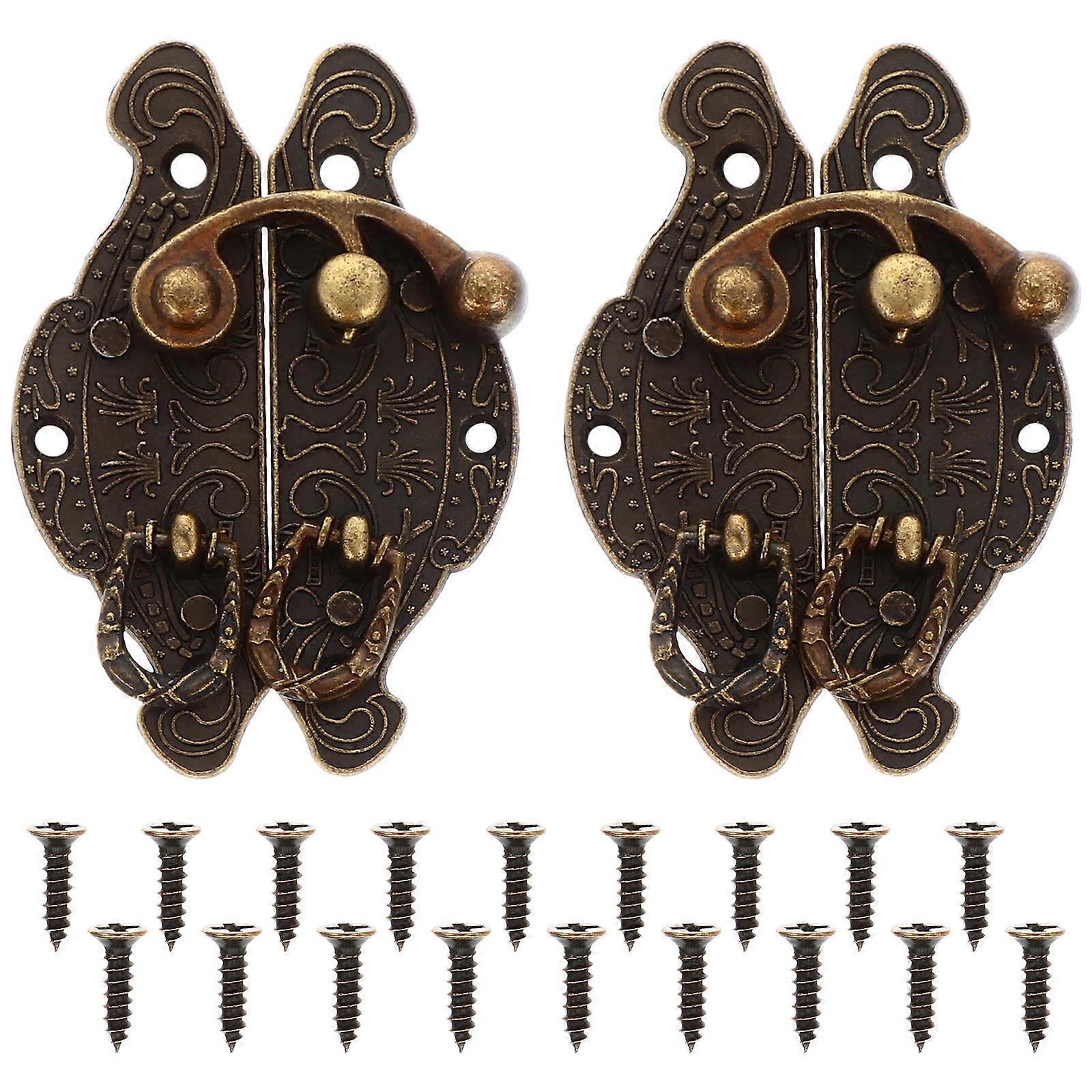 Antique Box Locks Jewelry Case Locks for 4Pcs Brown Hasps