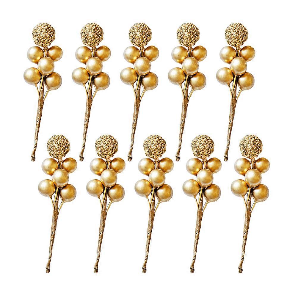 Decorative Artificial Berries Branch for Home Decoration 30Pcs Golden