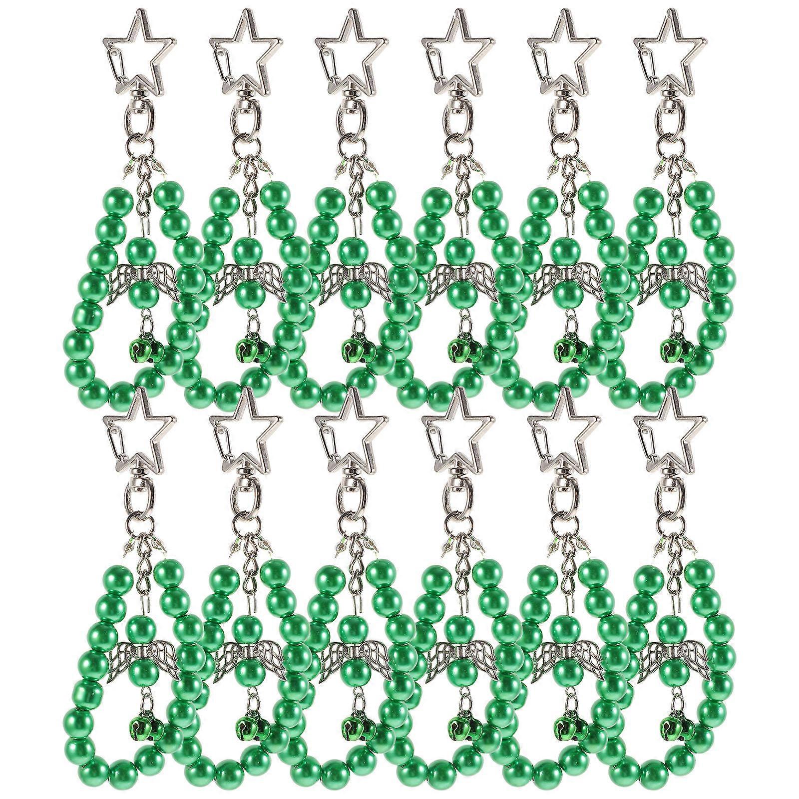 Xmas Party Decorations 60Pcs Beaded Christmas Tree Hanging Ornaments For Photo Session Rectangular Green Color