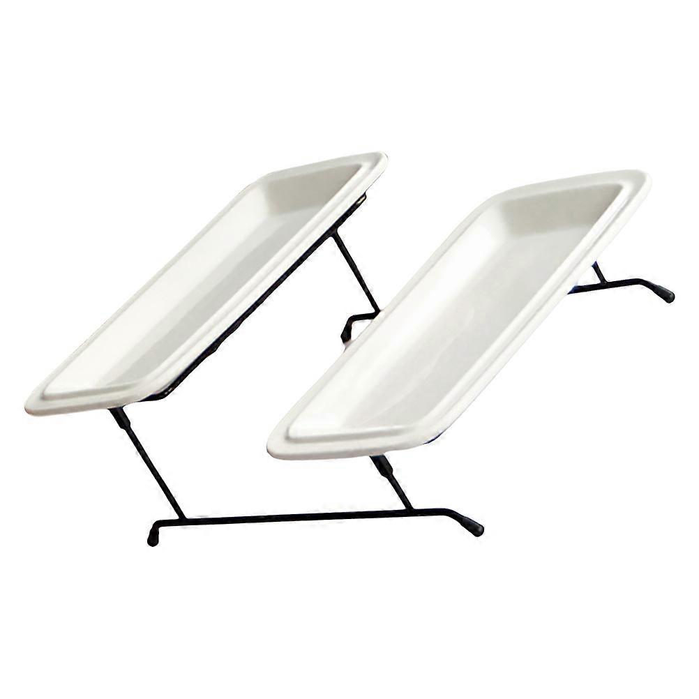 Decorative Serving Plate Double-Tier for Food Storage 2Sets Ceramic Iron