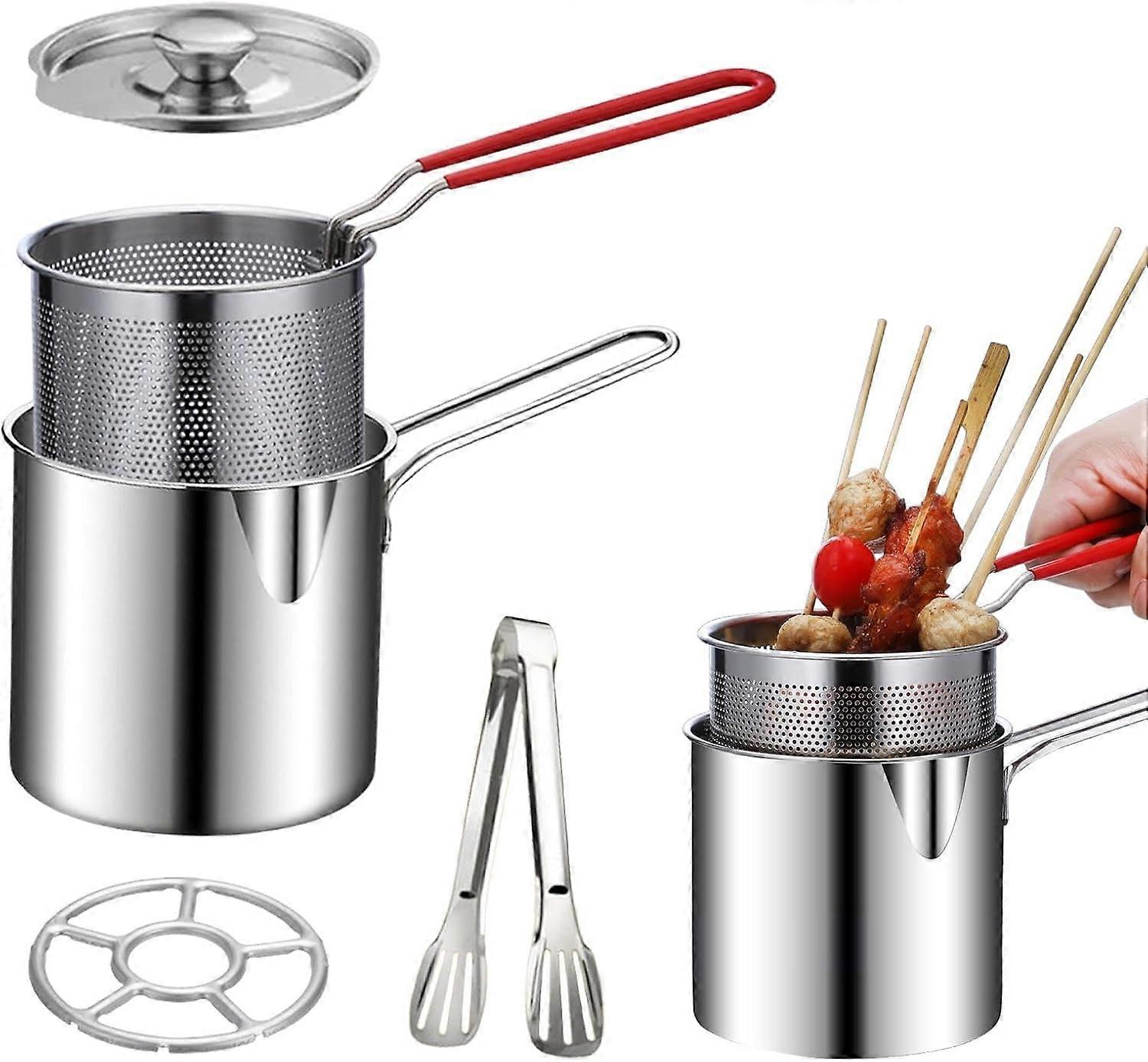 304 Stainless Steel Deep Fryer Pot With Basket, Stove Top Deep Fryer With Easy Grip Handle And Lid, 