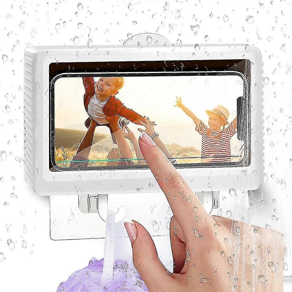 מקלחת עמידה למים מחזיק טלפון רכוב על קיר טלפון נייד אמבטיה הר מדף עם ווים