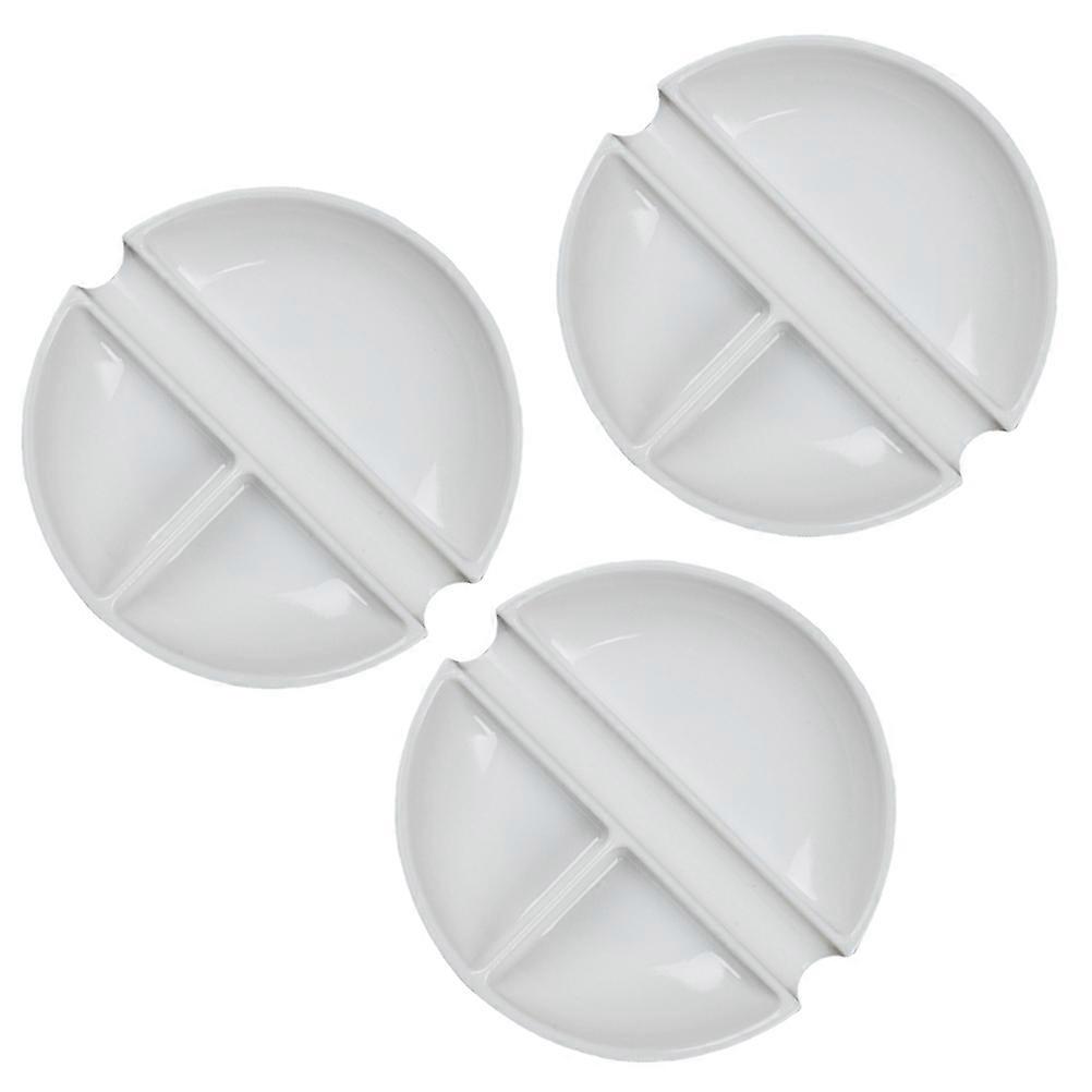 Porcelain Palette Tray 3Pcs Round Storage Ink Mixing Plates For Professional Painters Students Arts And Crafts Work White