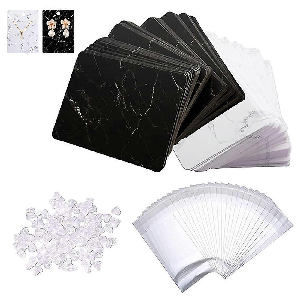 Jewelry Display Cards Set for Displaying Use 1Set with Clear Bags and Earring Backs