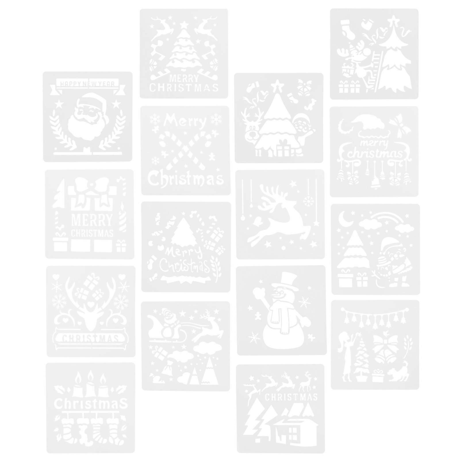 Kids Drawing Template Xmas Painting Stencils for DIY 16Pcs Bundle