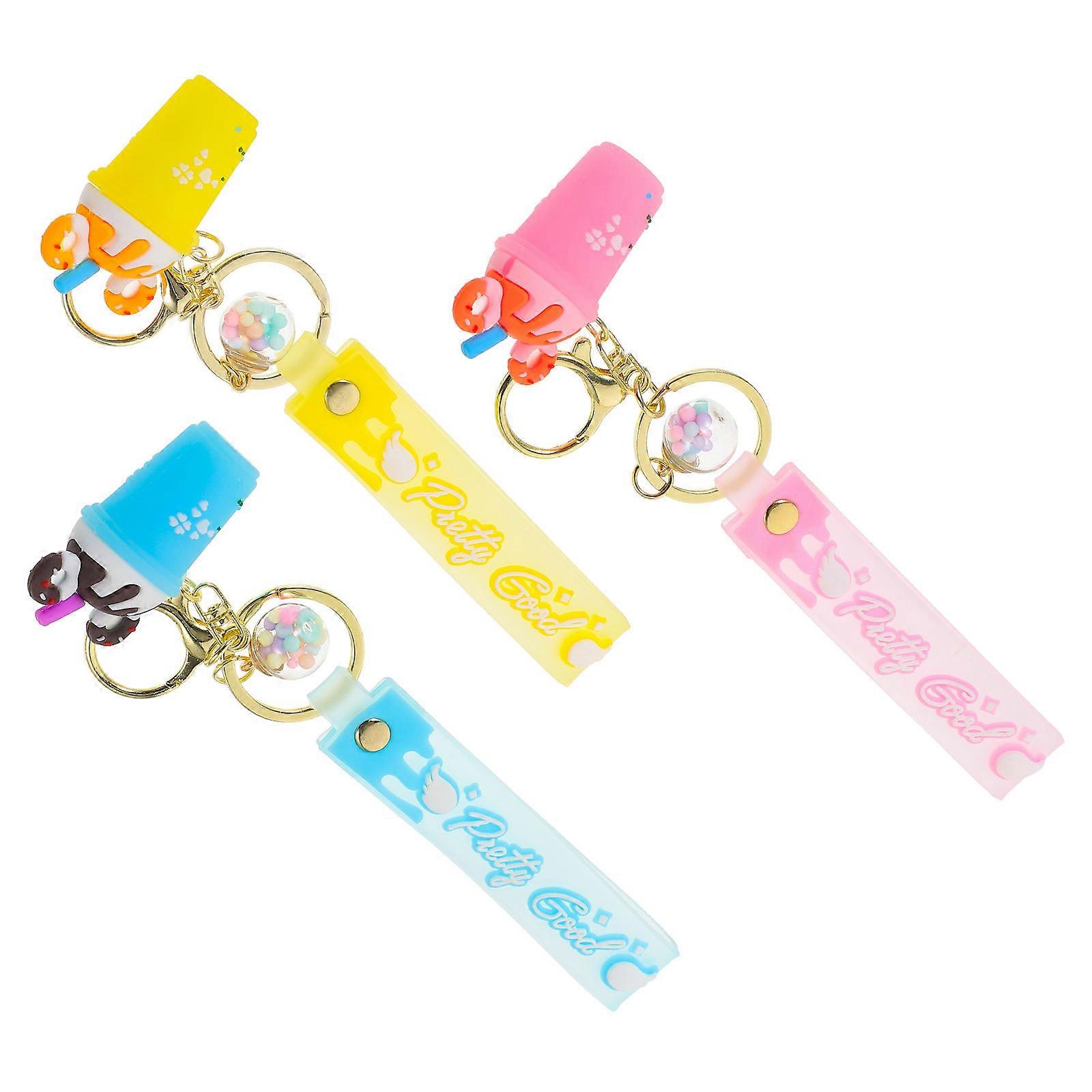 Acrylic Key Chain Ice Cream Cup for 3Pcs Colorful Key Ring Charms