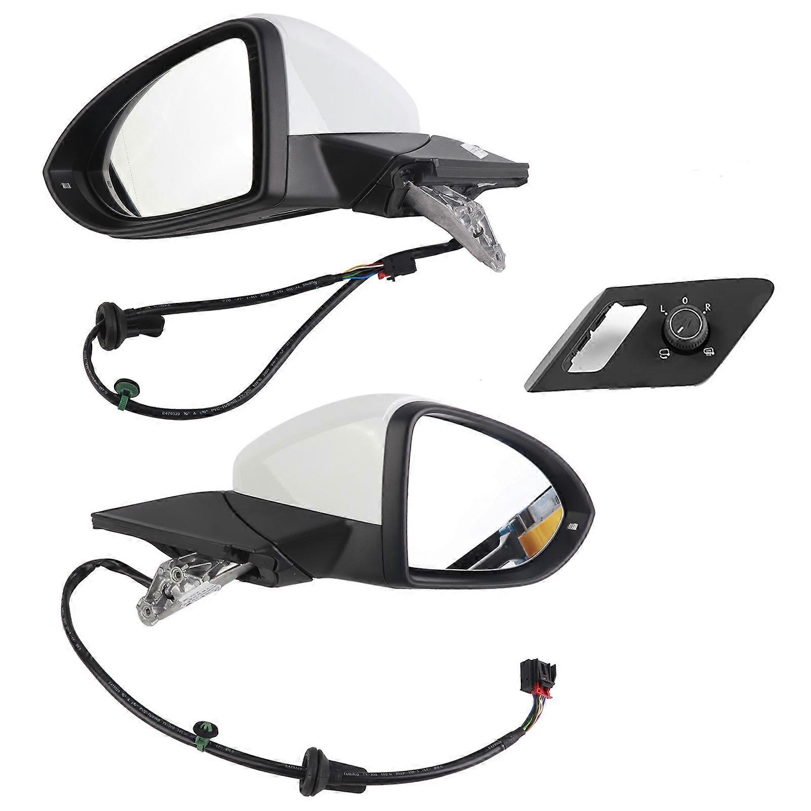 Pair Electric Folding Rearview Mirror Assembly + Switch Set 5GG 857 502A Fit for Mk7/Mk7.5/R 2013-2020
