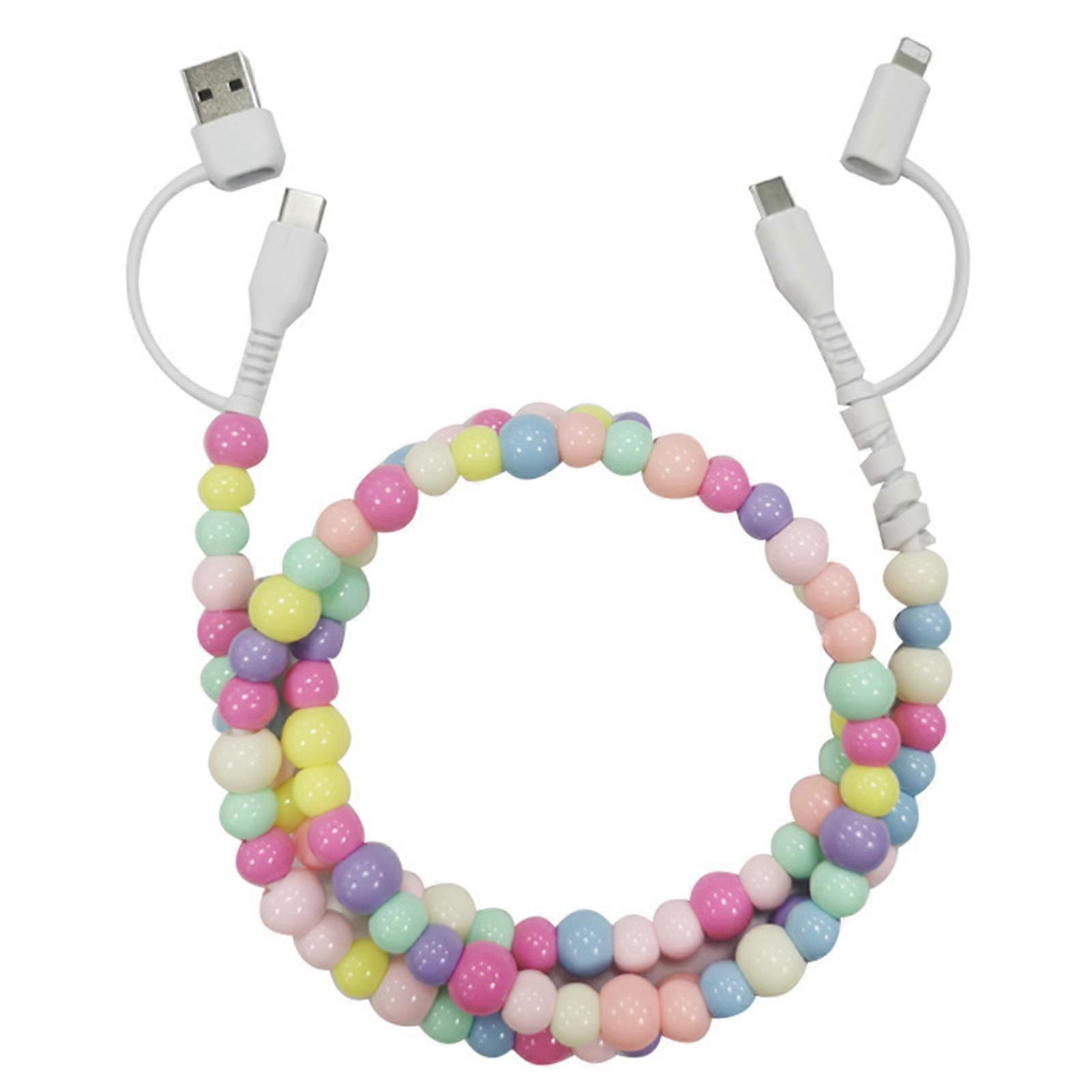 4 in 1 Beaded Phone Charger Cable Fast Charging Multi-Color Cord for iPhone Tablet Mobile Phone