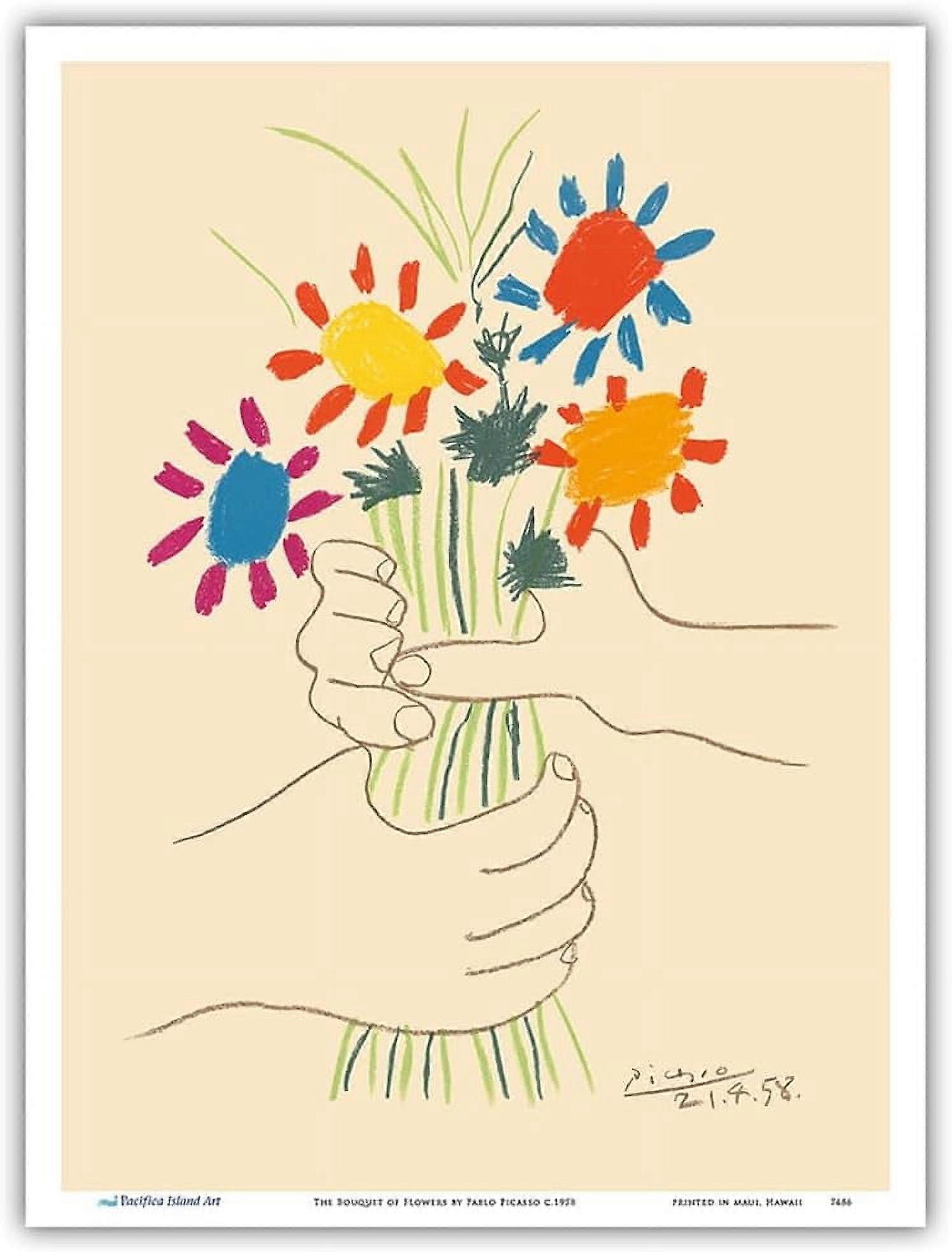 Picasso's The Bouquet of Flowers c.1958 - Original Color Lithograph Art Print (Unframed) 9in x 12in