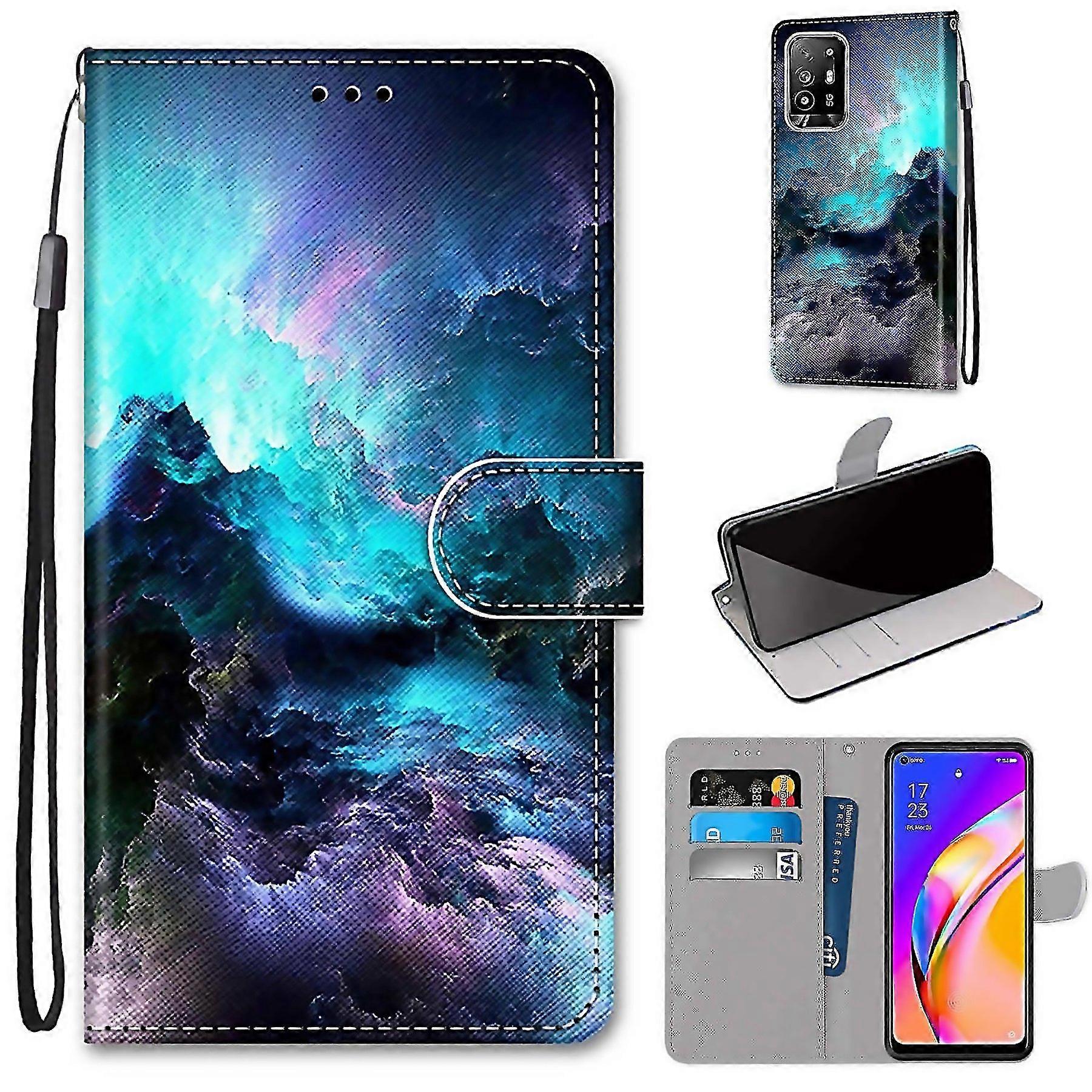 For Oppo F19 Pro 5g A94 5g A95 5g Coloured Drawing Cross Texture Horizontal Flip Pu Leather Case Wit