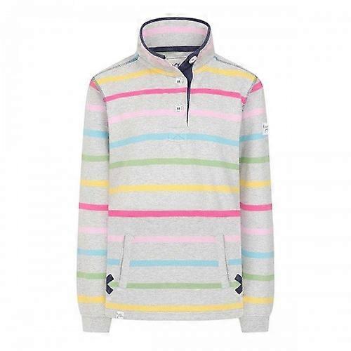 Lazy Jacks Womens/Ladies Striped Button Neck Winter Sweatshirt