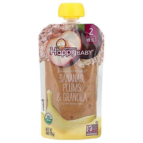 Happy Family Organics, Happy BabyÃÂÃÂÃÂÃÂÃÂÃÂÃÂÃÂ®, Organic Baby Food, 6+ Months, Bananas, Plums & Granola, 4 oz (113 g)