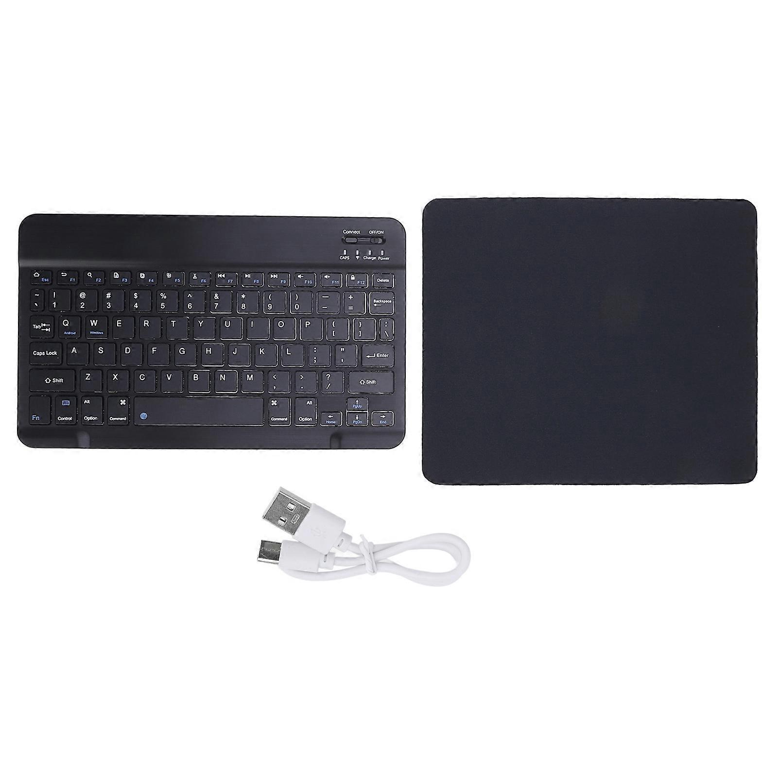 10 Inch Ultra Slim Bluetooth Keyboard Portable Wireless Rechargeable for Android Win Black