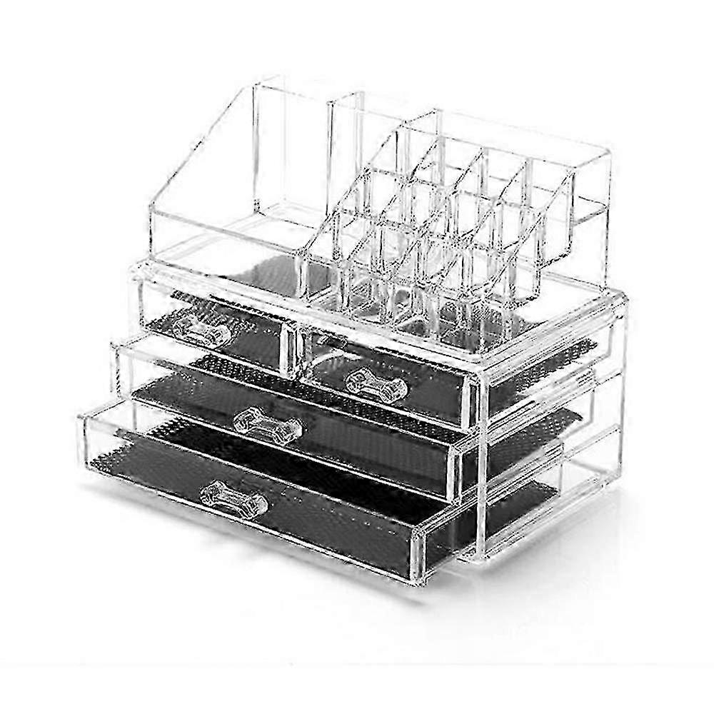 Acrylic Jewellery Storage Box For Cosmetics,Lipsticks,Make-up Organiser With 4 Drawers,Transparent miao7