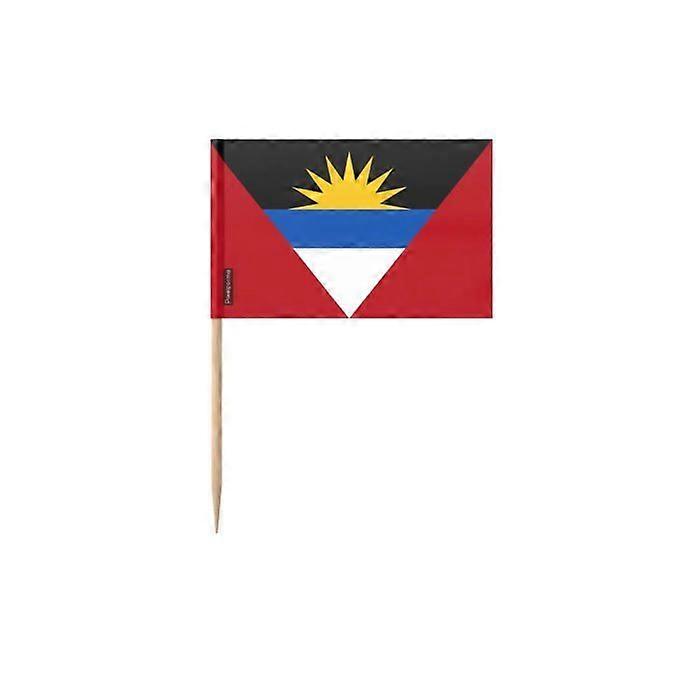 Antigua and Barbuda Toothpicks - 8 cm - 100 pieces - Adhesive plastic - Bamboo stick - Pixelforma