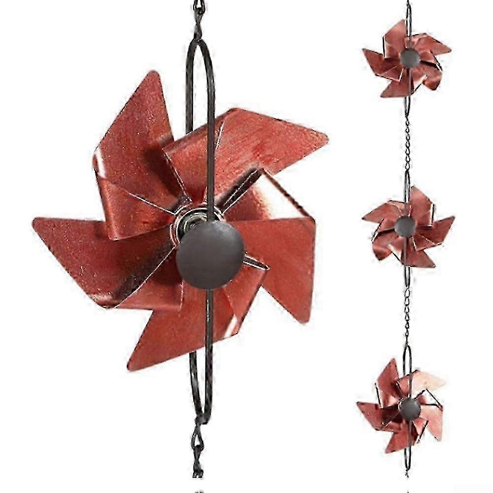 Outdoor 8 1.5 m metal rain chain windmill decorative function for efficient rainwater flow