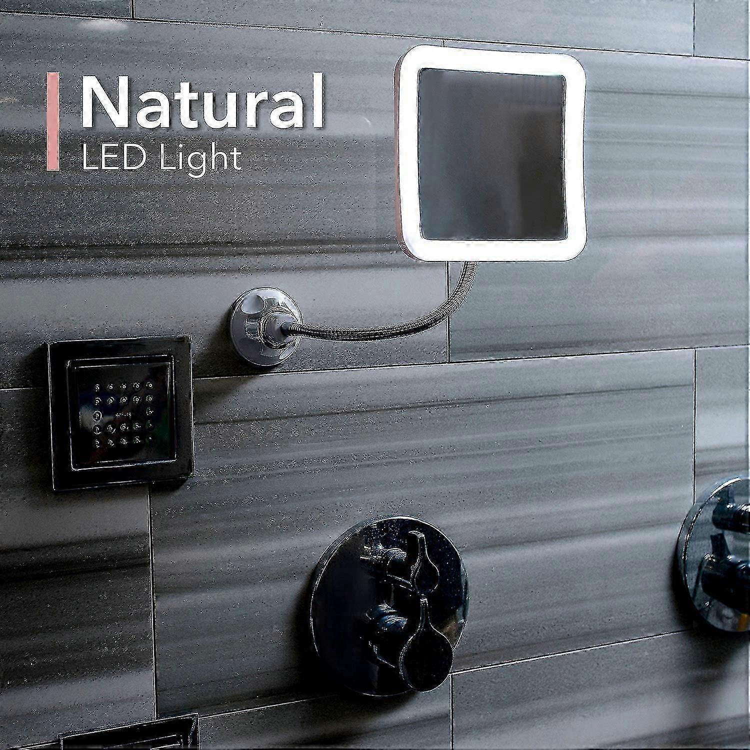 Flexible Magnifying Mirror With Led Light, 10x Magnification, Strong Suction Cup, Illuminated Cosmetic Mirror, Make-up Mirror With Glare-free Lighting