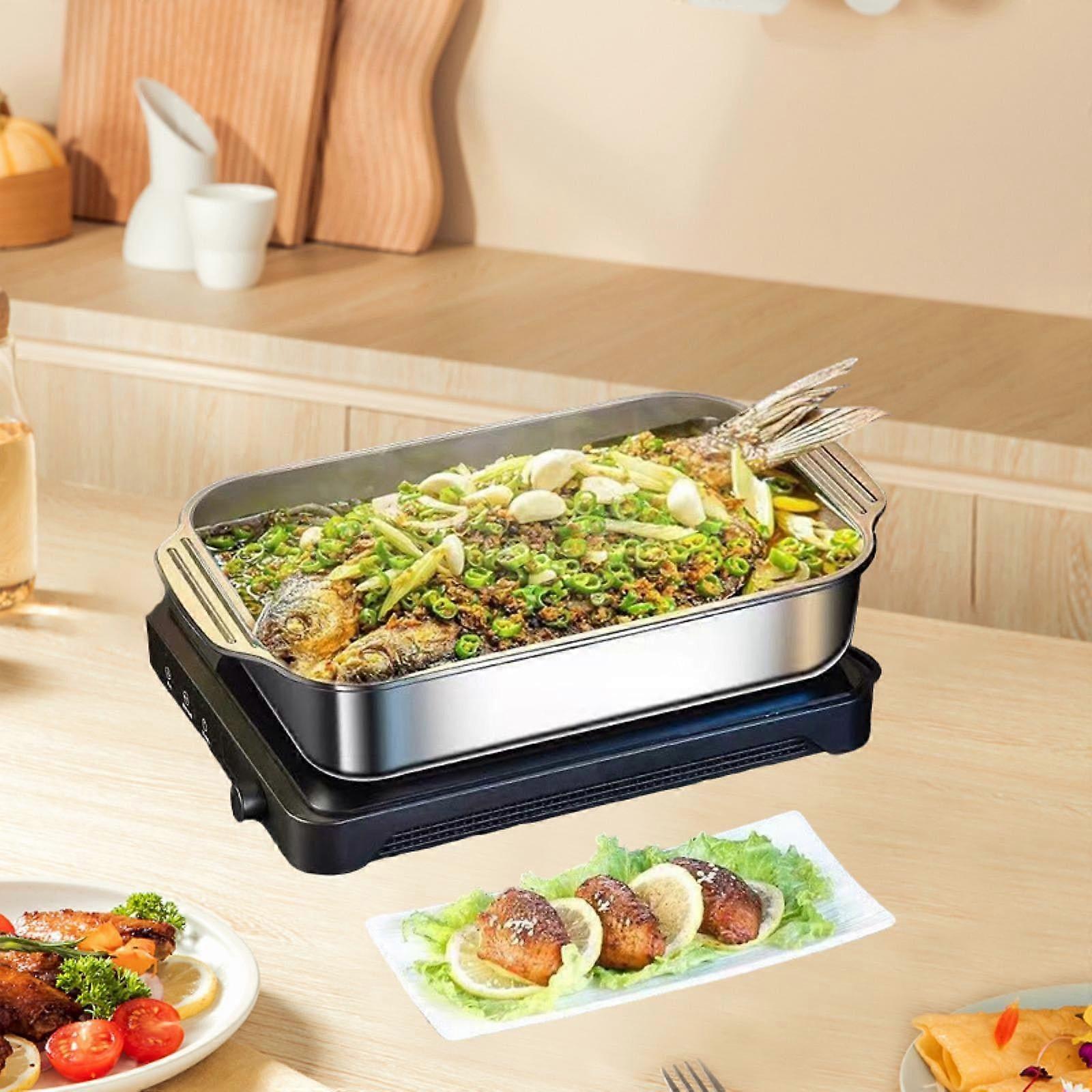 colaxi Stainless Steel Deep Baking Pan with Handles Rectangular for Dining Outdoors Flat bottom