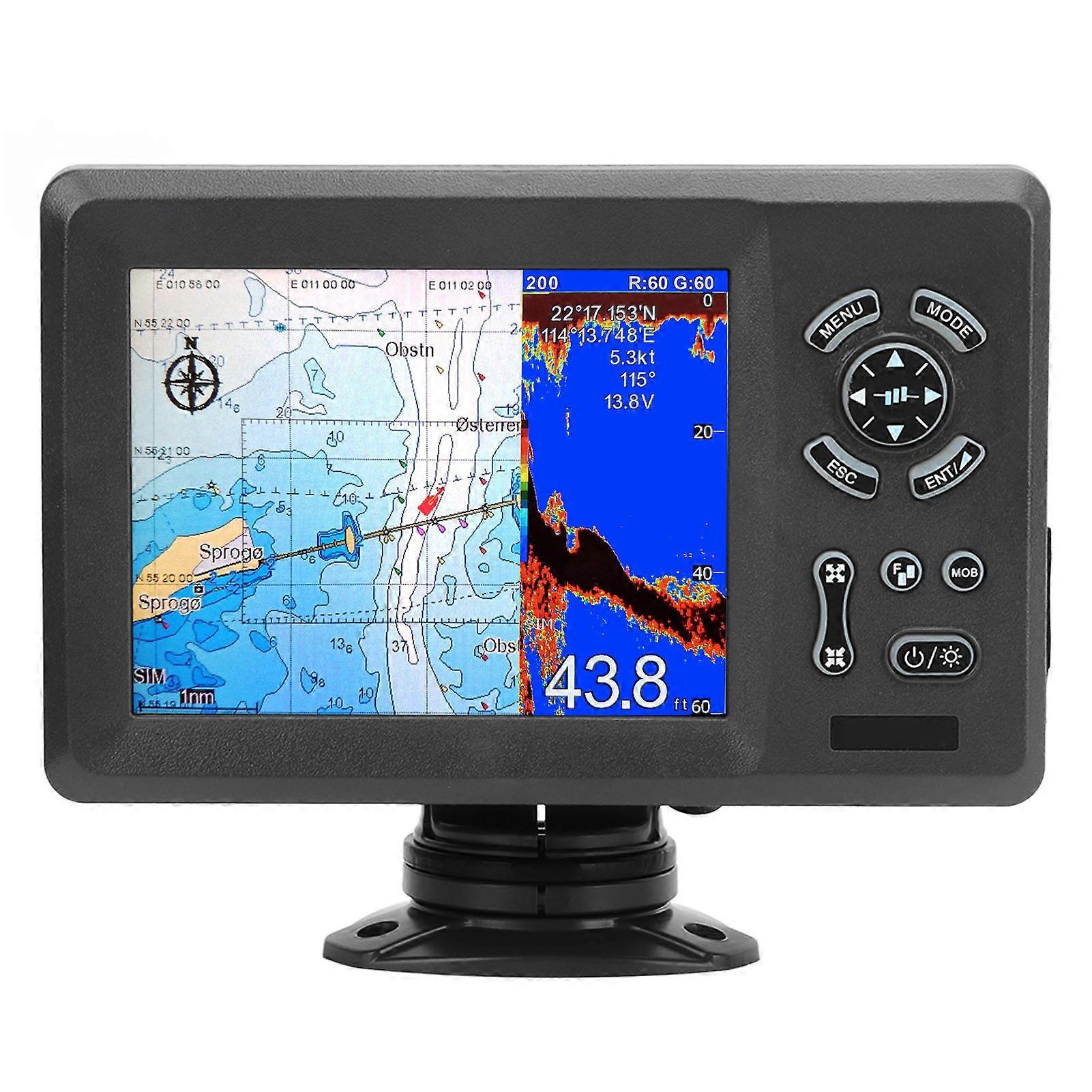7in Marine Plotter Indbygget Fish Finder Farvet LCD-skærm Split Screen IP66 Beskyttelse Båd Navigation Locator 