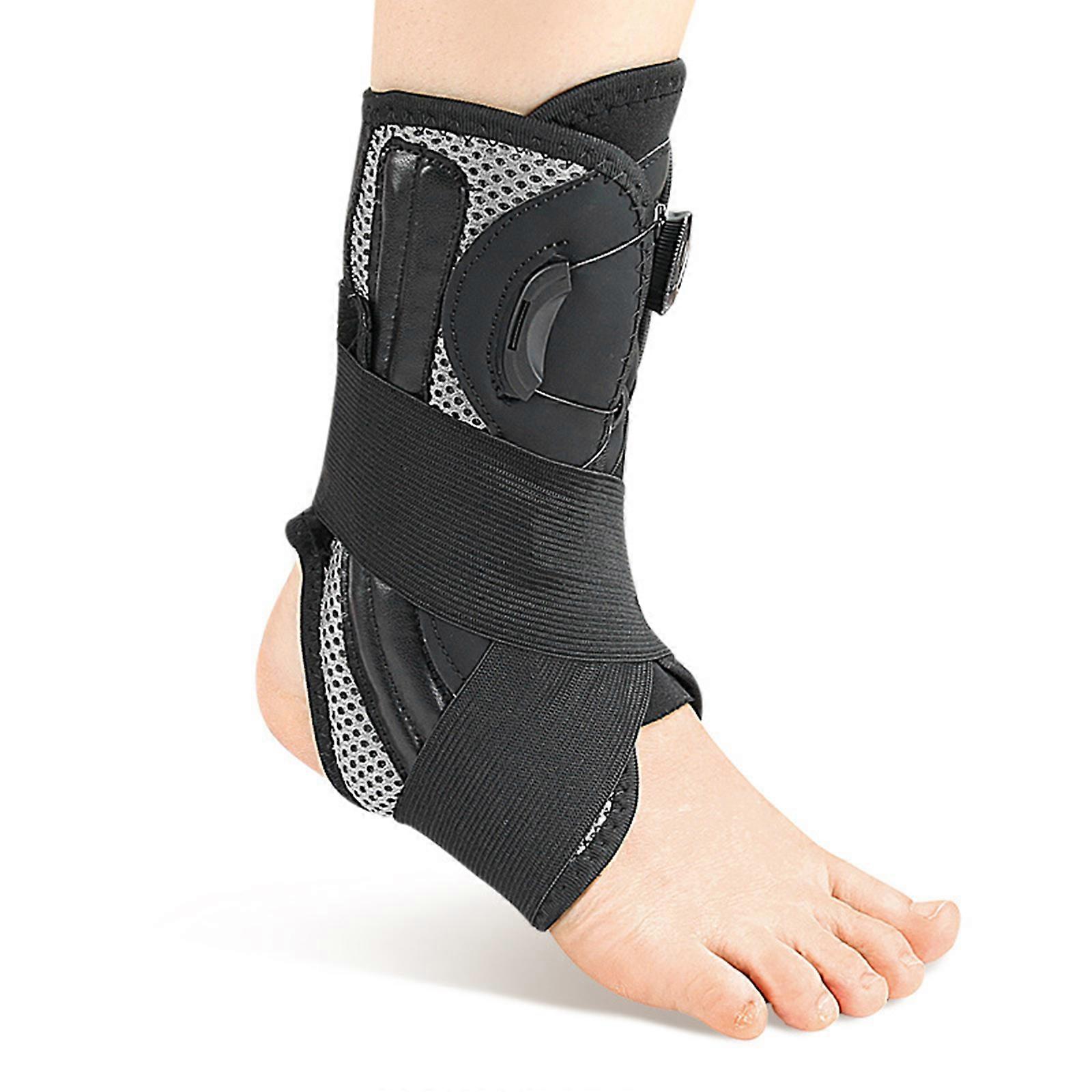 Breathable Adjustable Ankle Sleeve Spring Support System Compression Fit Lightweight Protection For Running Basketball Training  Gray black S