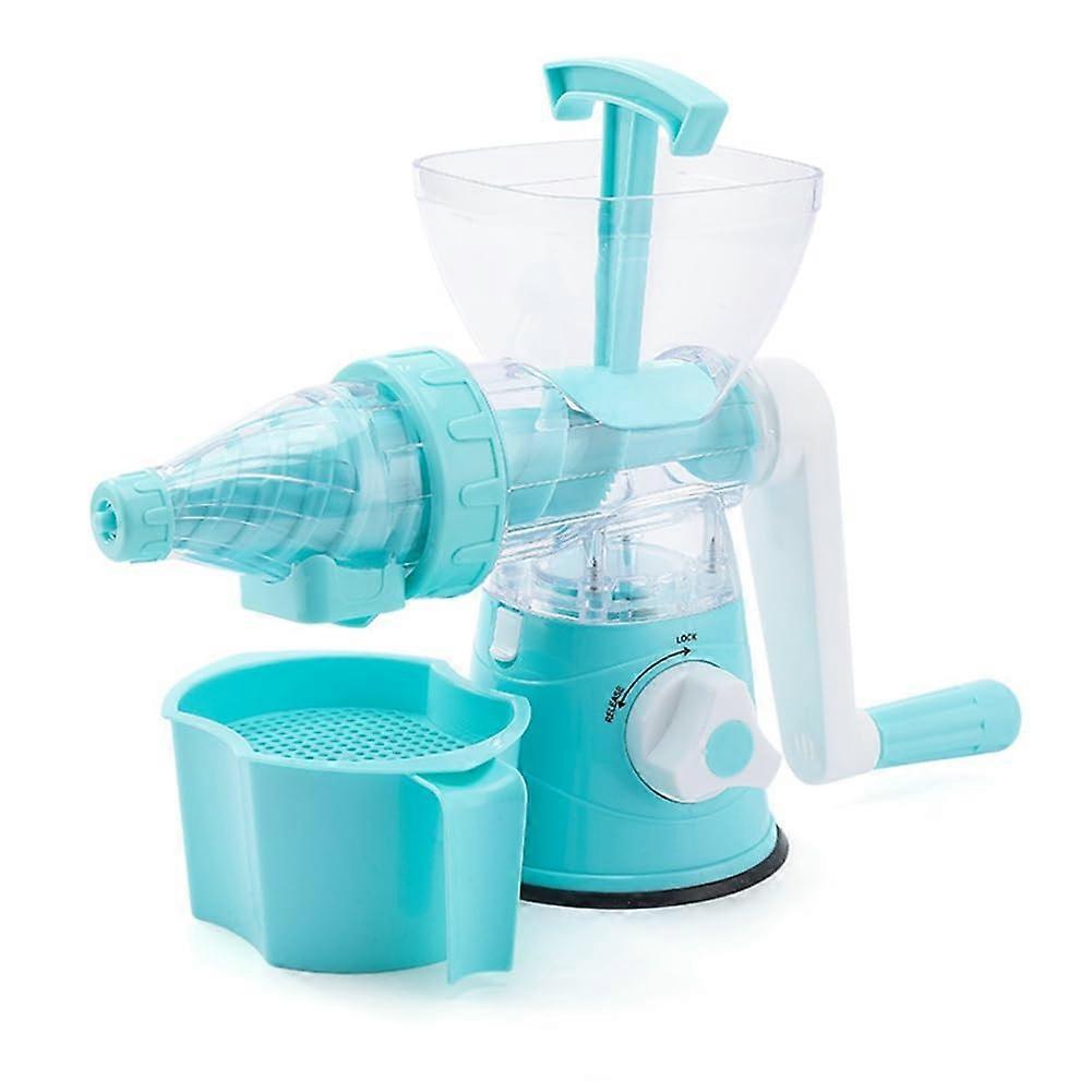 Silicone Suction Bottom HandCranked Juicer 1Piece Portable Manual Squeeze Blue Easy Storage