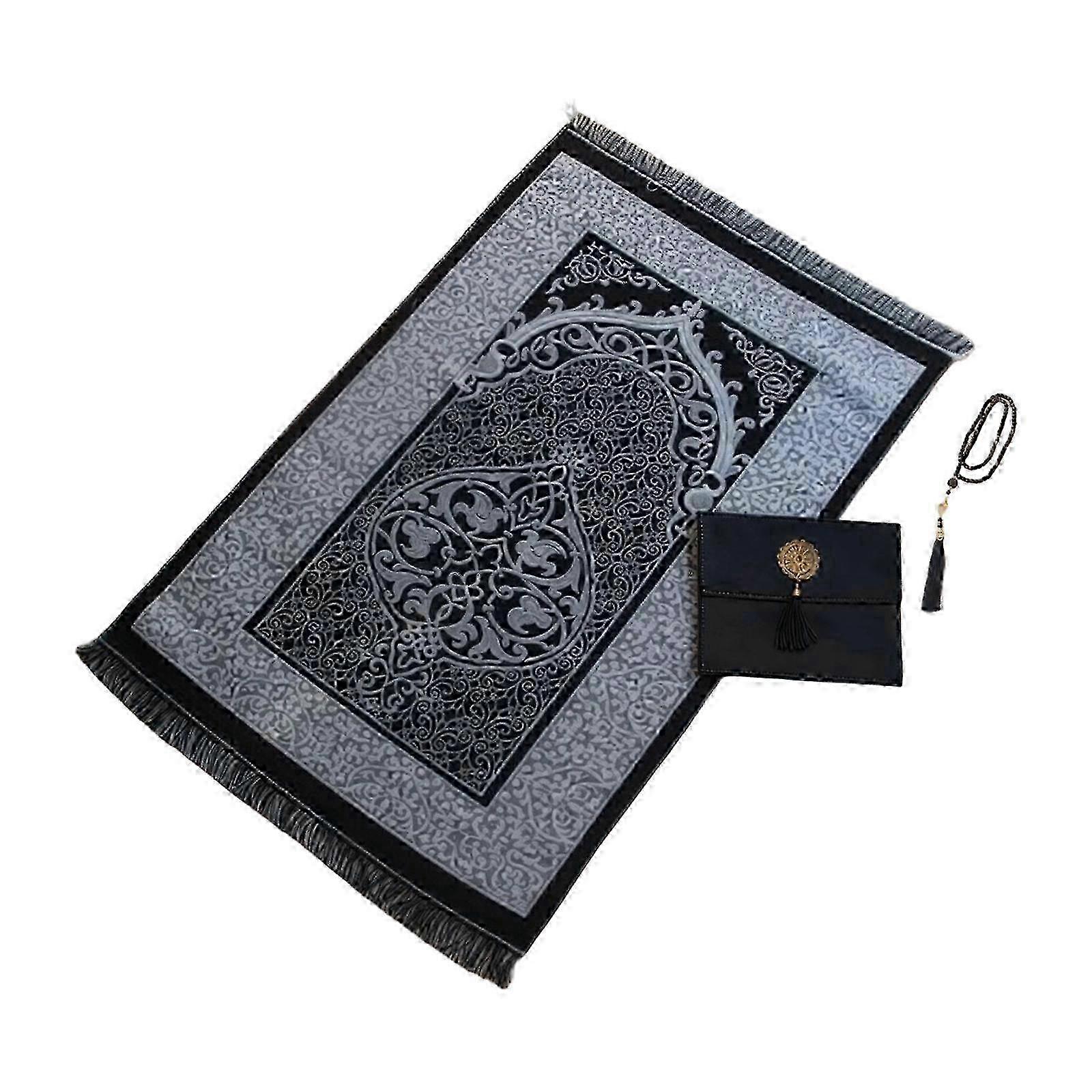 1 Set Prayer Mat Set With Praying Beads and Storage Bag Colorful and Slip Proof For Bayram Gift Optional Color Rug Black clock