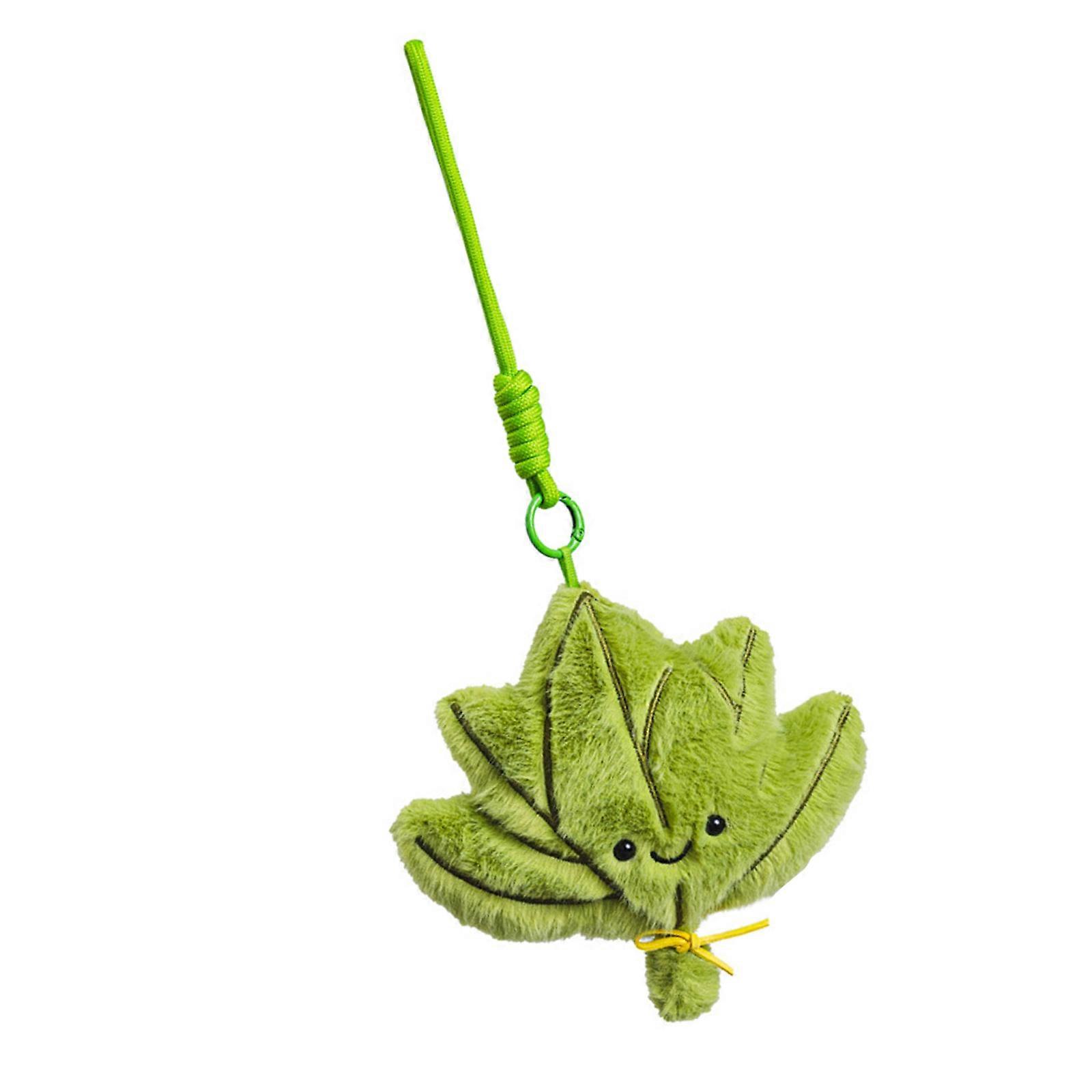 Plush Keychain Artificial Autumn Leaves Lightweight Construction Skin Friendly Ornament Ideal For Fashionable Users  Green