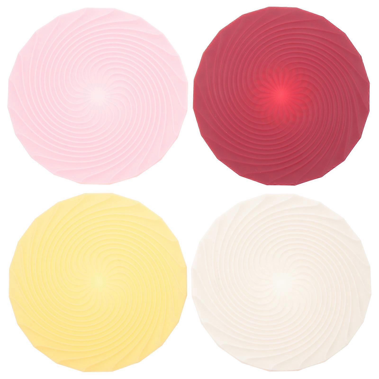 Assorted Color Pot Coaster for Home Use 4Pcs Round Silicone Coaster