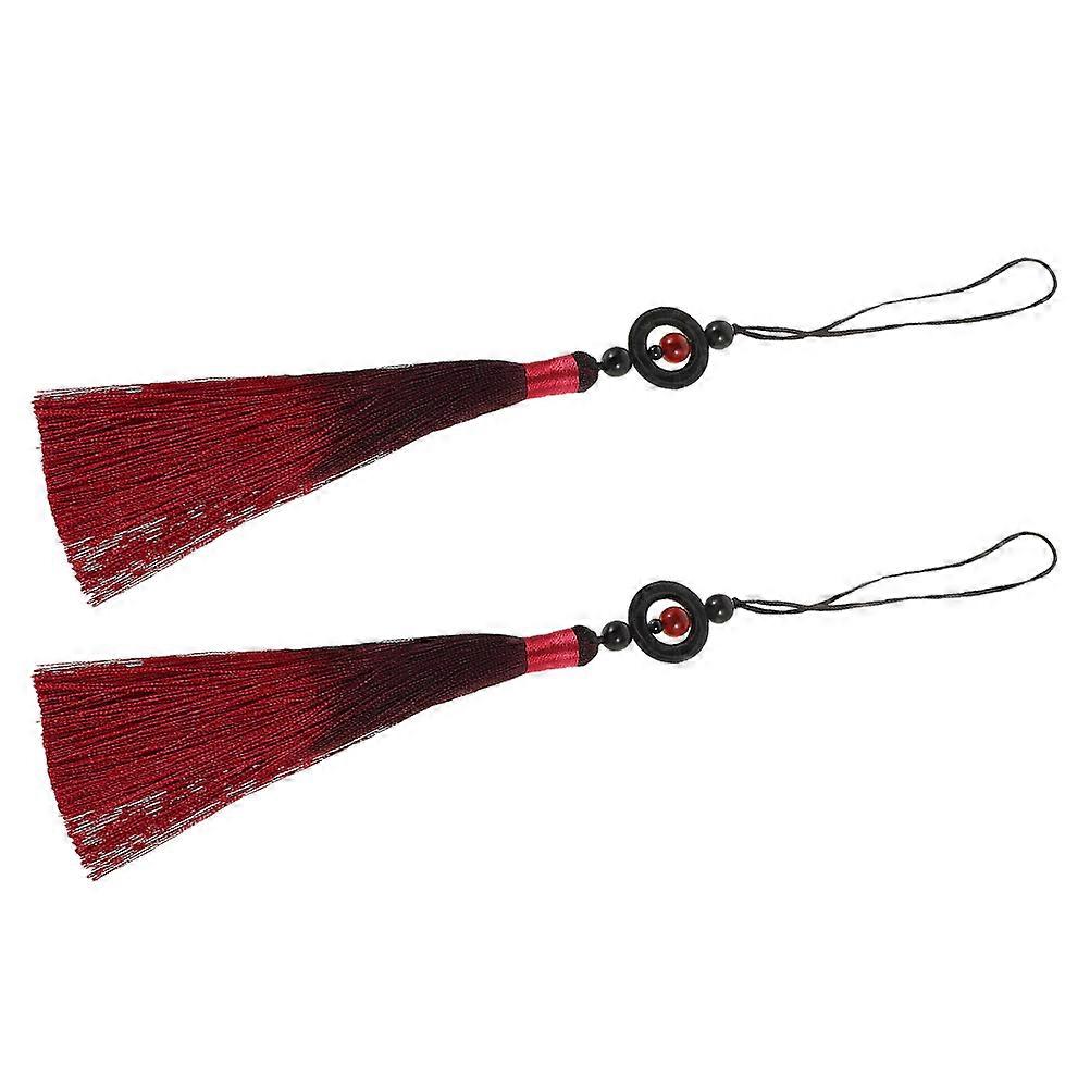Fencing Accessory Tassel Taichi Decor 2Pcs Dark Red Polyester Pendants