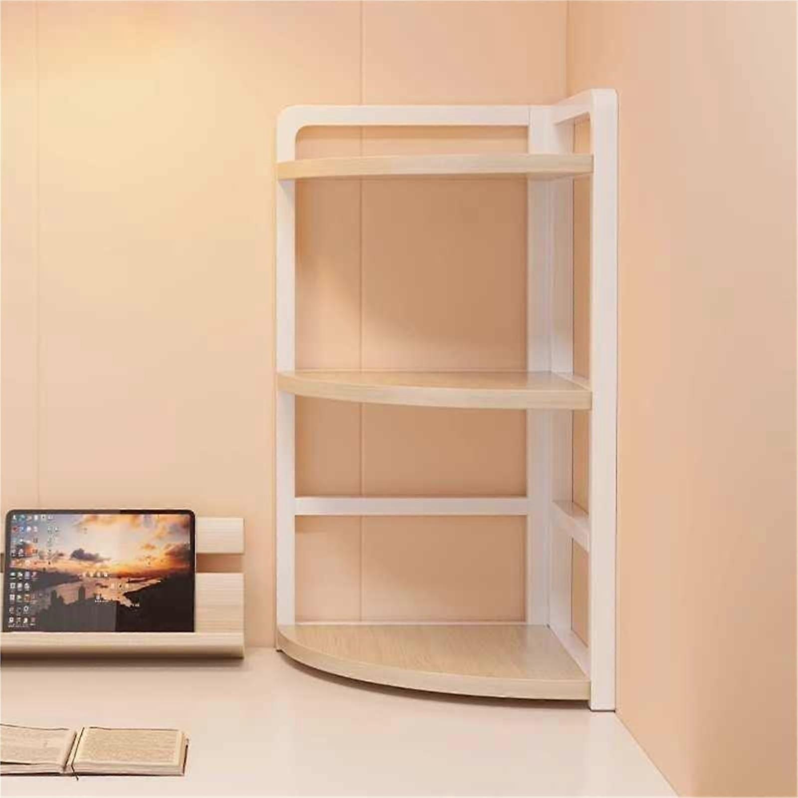 Corner Bookshelf 3Tier Desktop Organizer for Living Room, Black and White Tabletop Storage Display