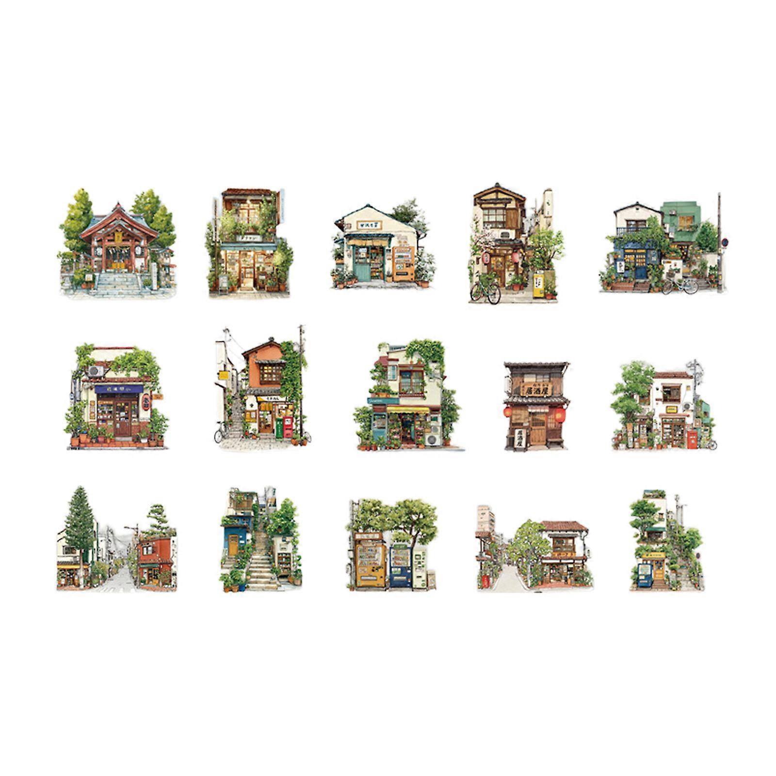 Architecture Scenery Sticker Waterproof PET Decorative Sticker For Scrapbooking Notebook Journals Memory Book Phone Case Multicolor