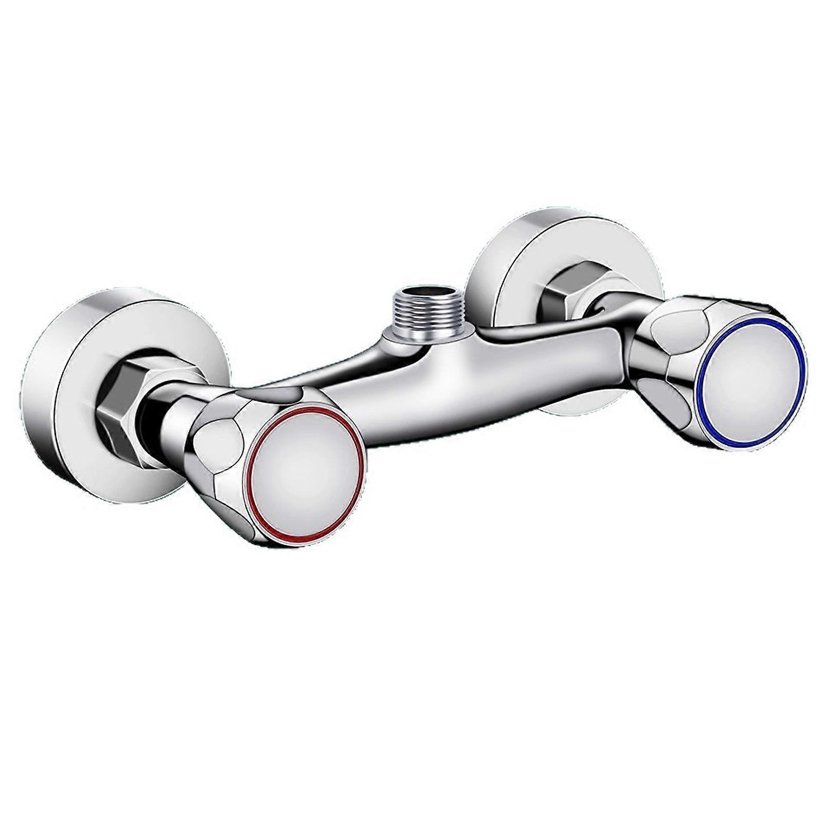 Wall Mounted Bath Faucet Two Handle Operation For Temperature Flows Restrictors Included Multicolor
