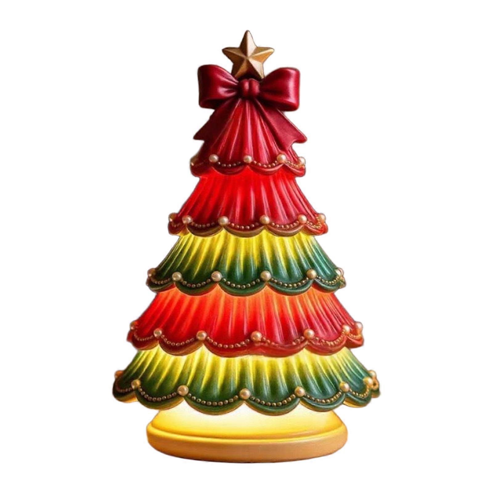 Elegant Resin Christmas Tree Night Light Decoration Durable Sustainable Wireless Design For Tabletop Shelf Festival Display Multicolor