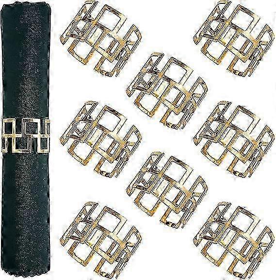Wedding Party Napkin Holders for Table Setting, Gold Rings Set of 8