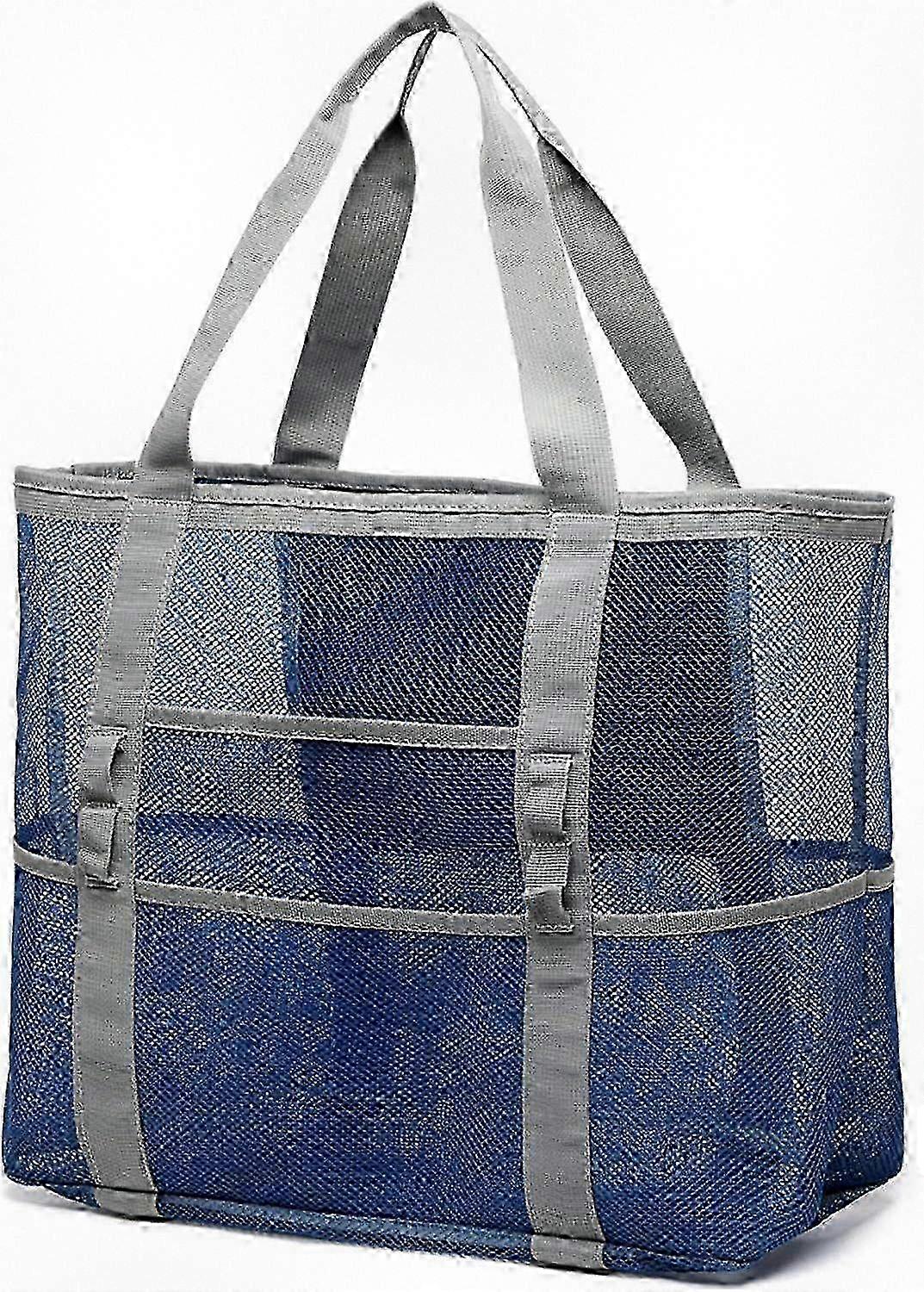 Large Mesh Tote Bag with Multiple Pockets for Beach Essentials