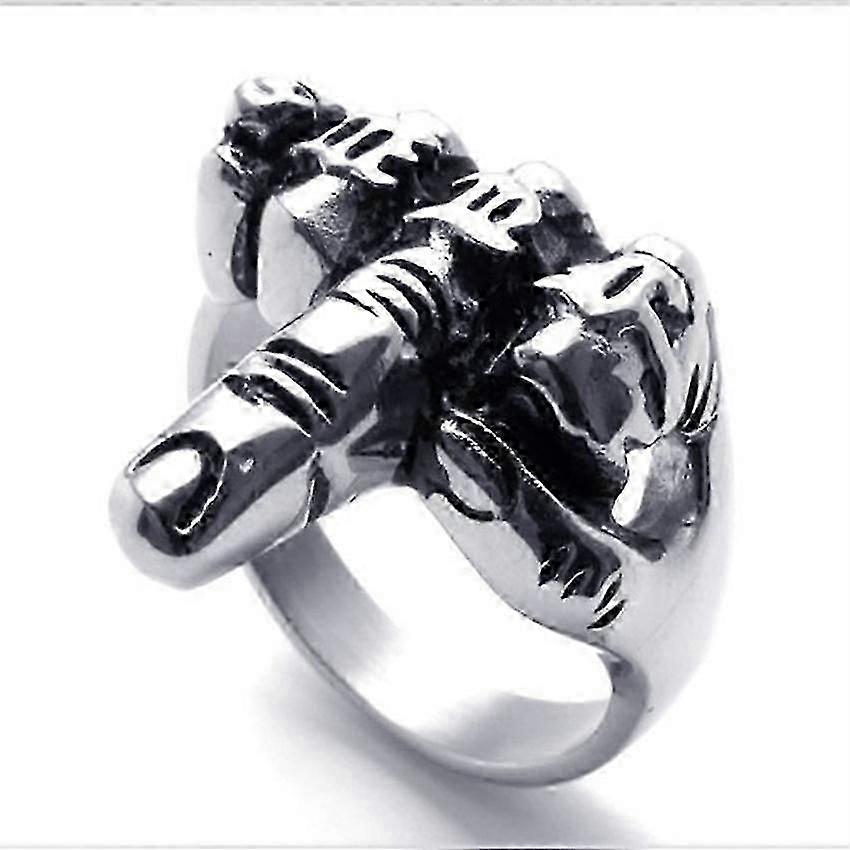 Rock Style Ring Trend Vertical Middle Finger Pattern Jewelry Ring For Men