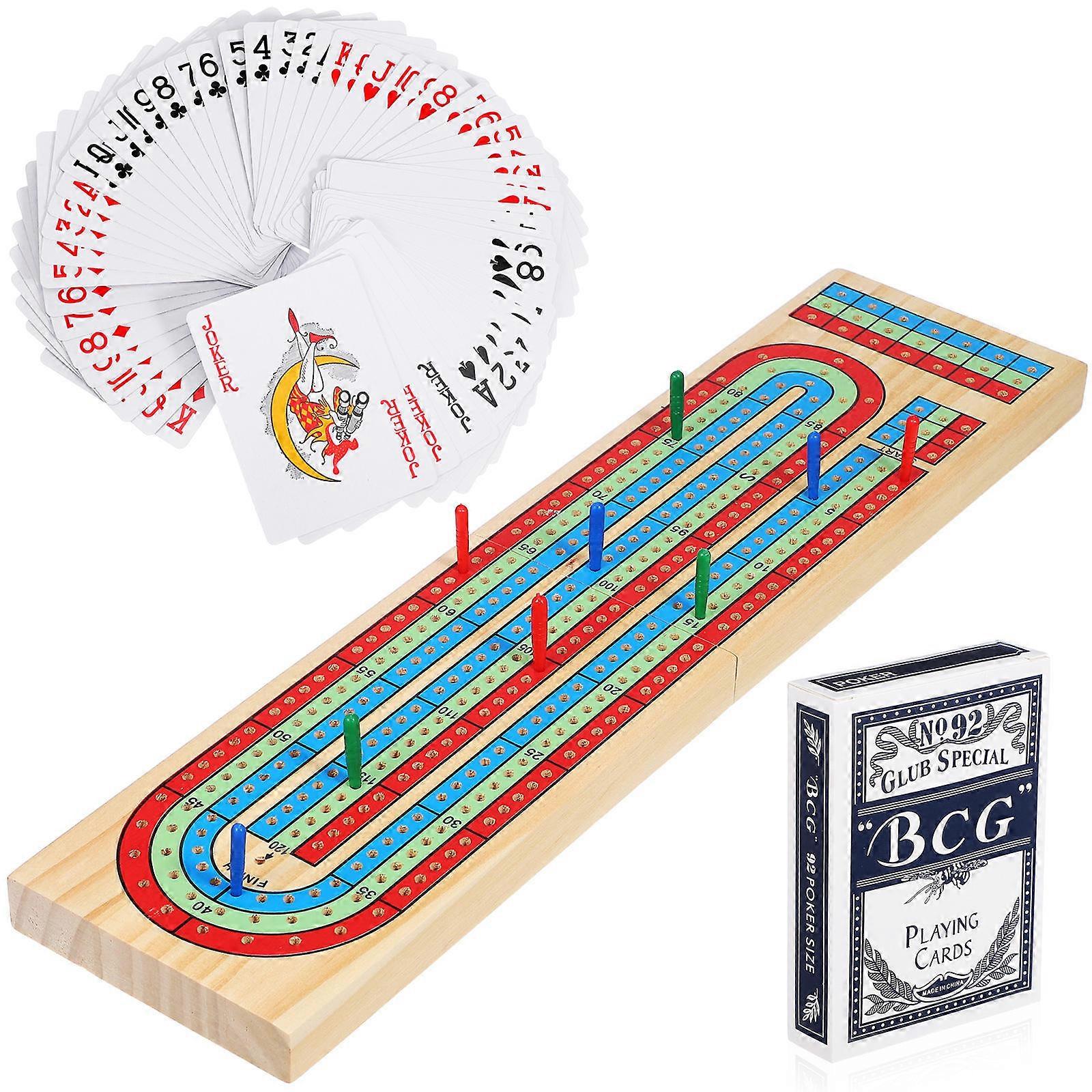 1 Set Cribbage Board Table Game Solid Wood Party Board Game Board Cribbage Cards Board