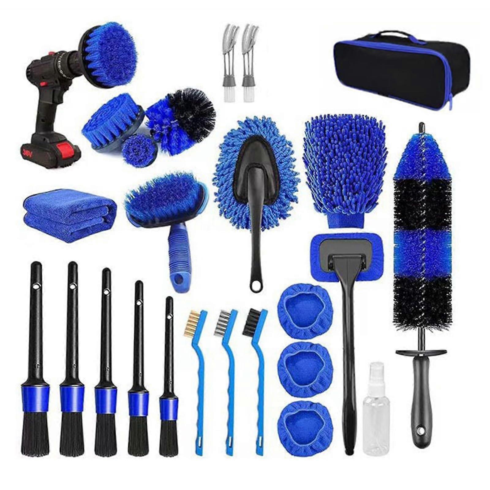 26pcs Car Detailing Brush Set for Interior Exterior Cleaning Wheels Dashboard Engine