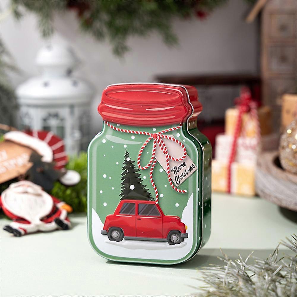 Gingerbread Man Christmas Tin Box Christmas Tree with Lid Candy Storage Jar Large Capacity Multifunctional Iron Storage Box