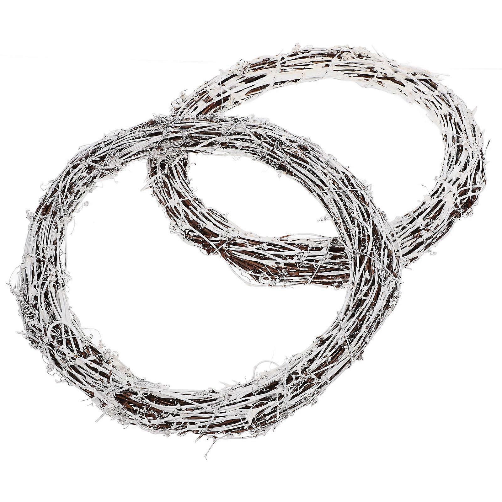 White Rustic Rattan Wreath Frame for DIY 2Pcs Round Craft Circles