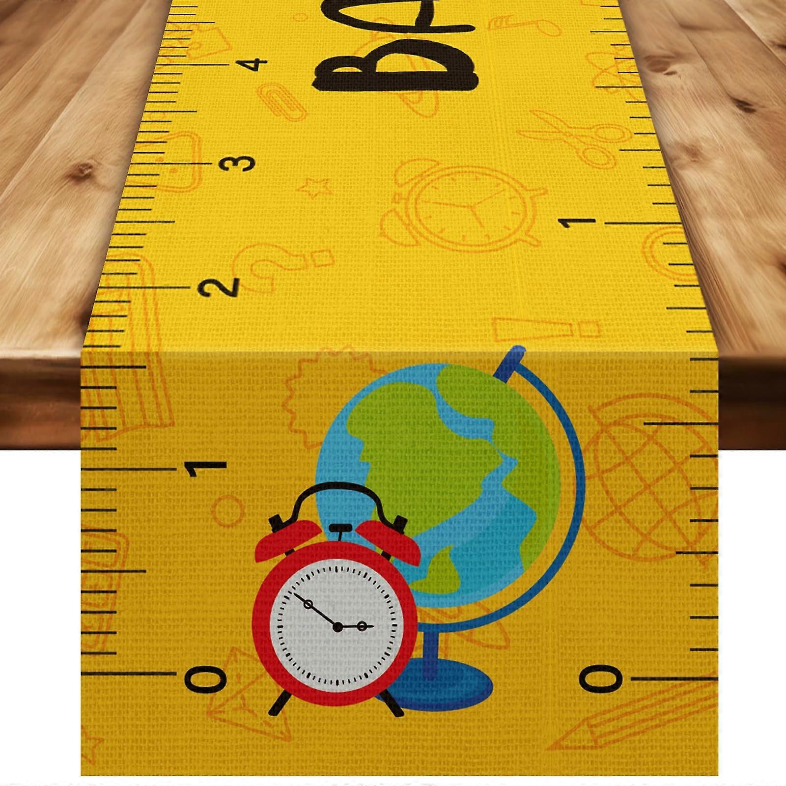 Back to School Table Runner 72x13in EyeCatching School Design Classroom Party Decoration Polyester